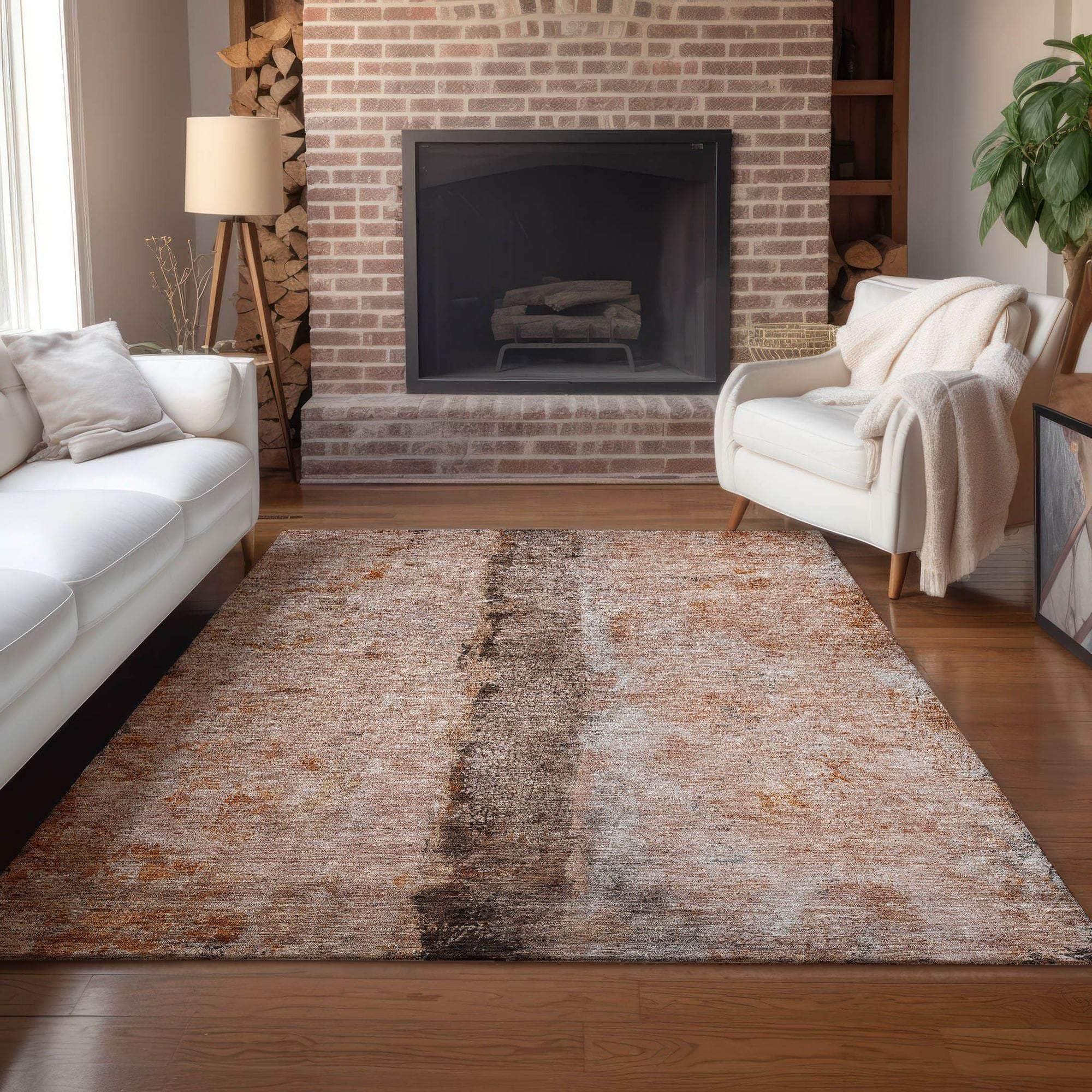 Machine Made ACN605 Paprika Orange Rugs