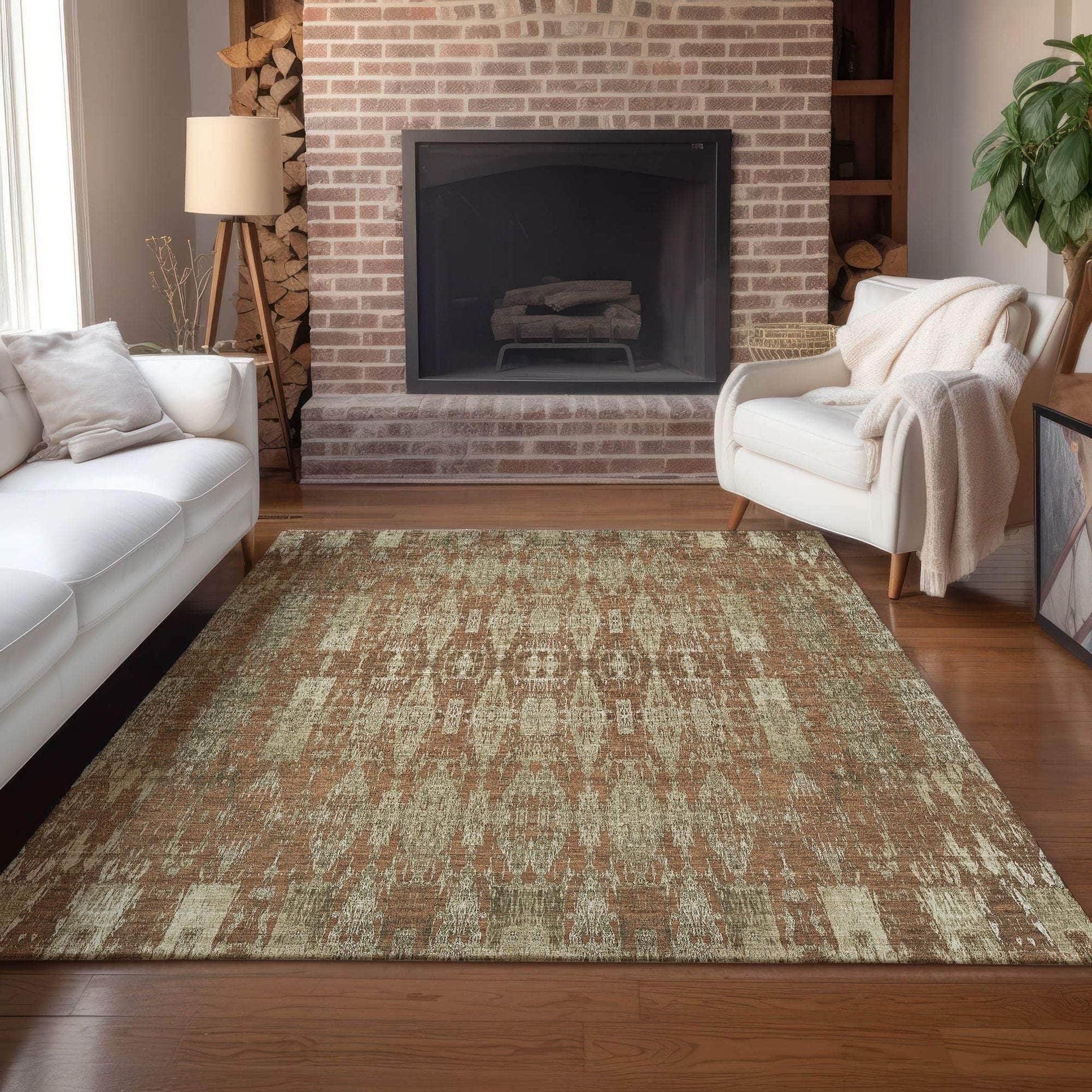 Machine Made ACN580 Paprika Orange Rugs