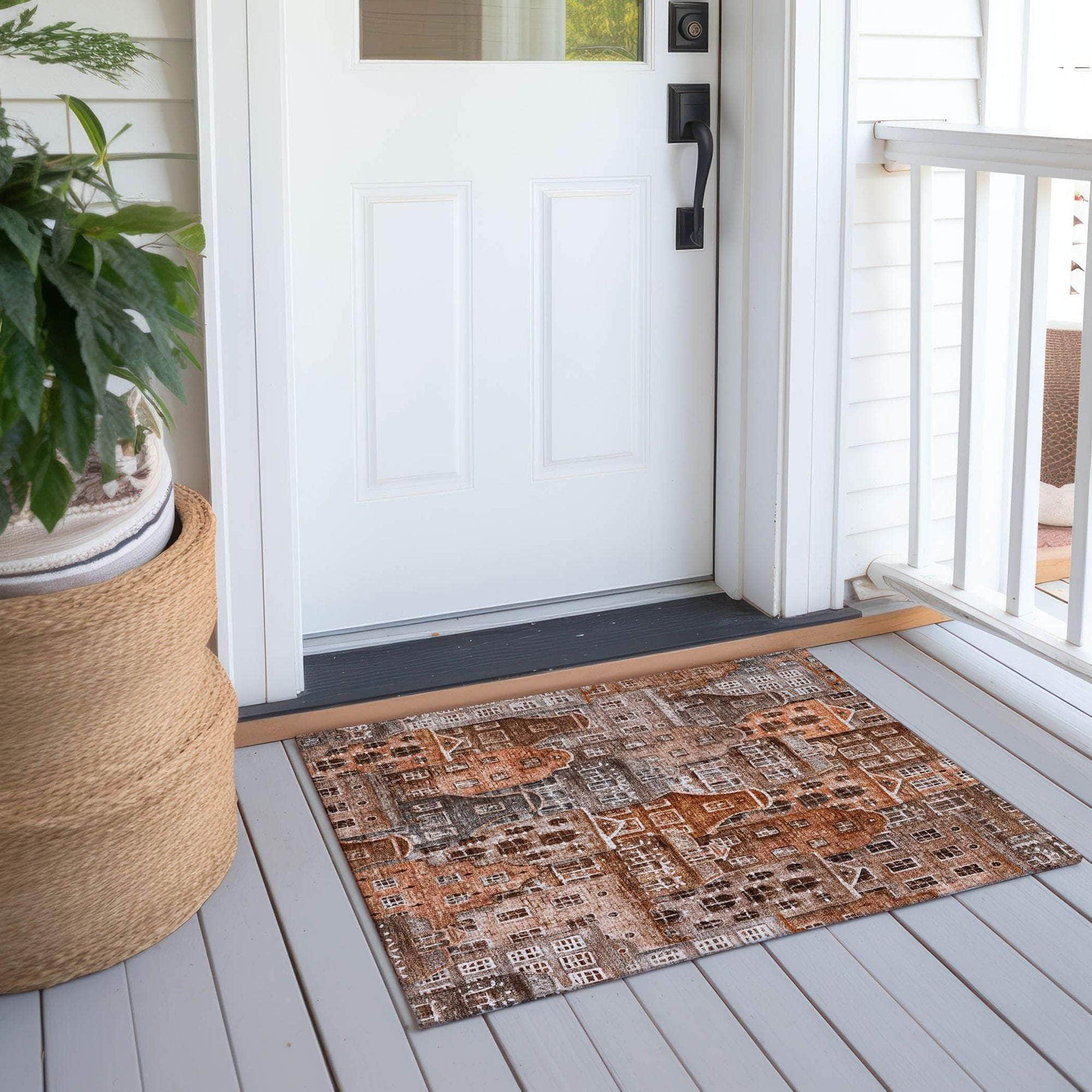 Machine Made ACN600 Paprika Orange Rugs