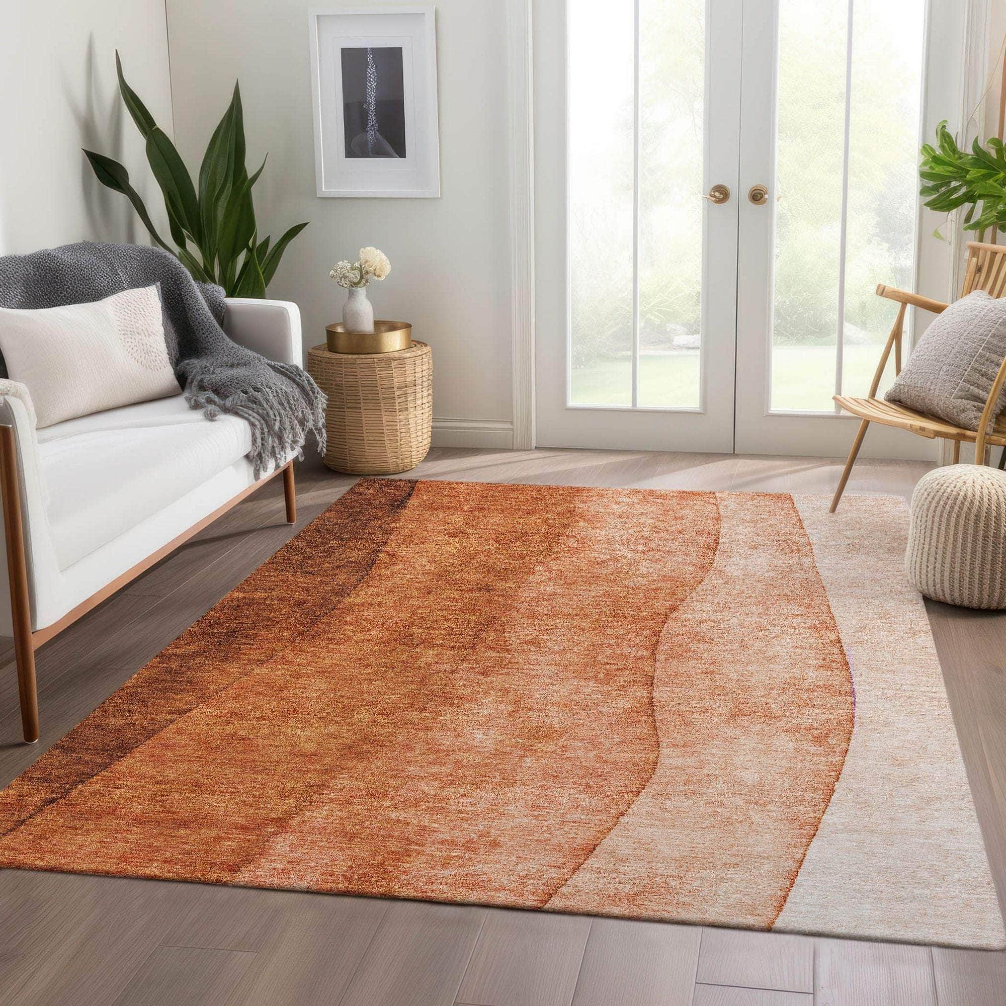 Machine Made ACN625 Paprika Orange Rugs