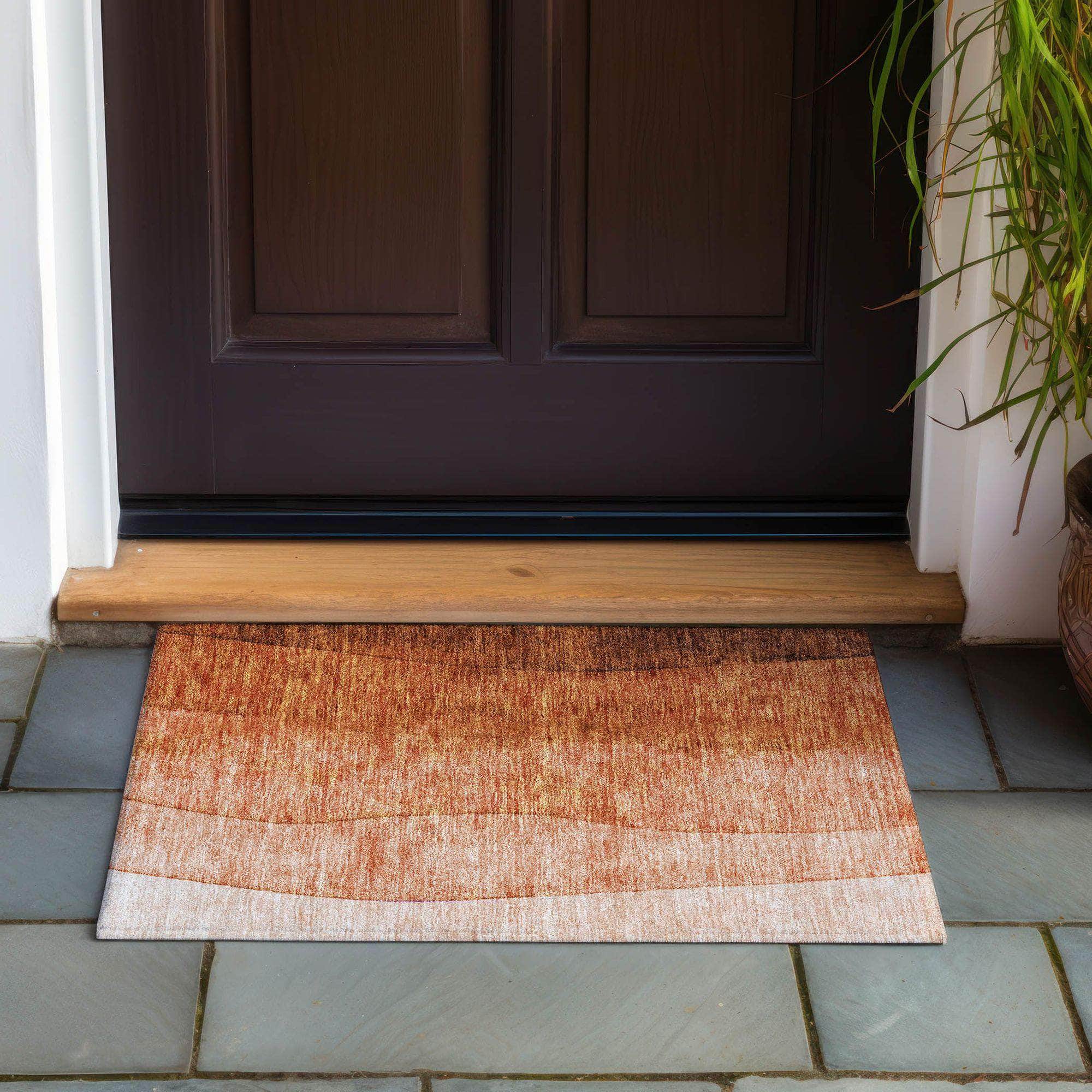 Machine Made ACN625 Paprika Orange Rugs