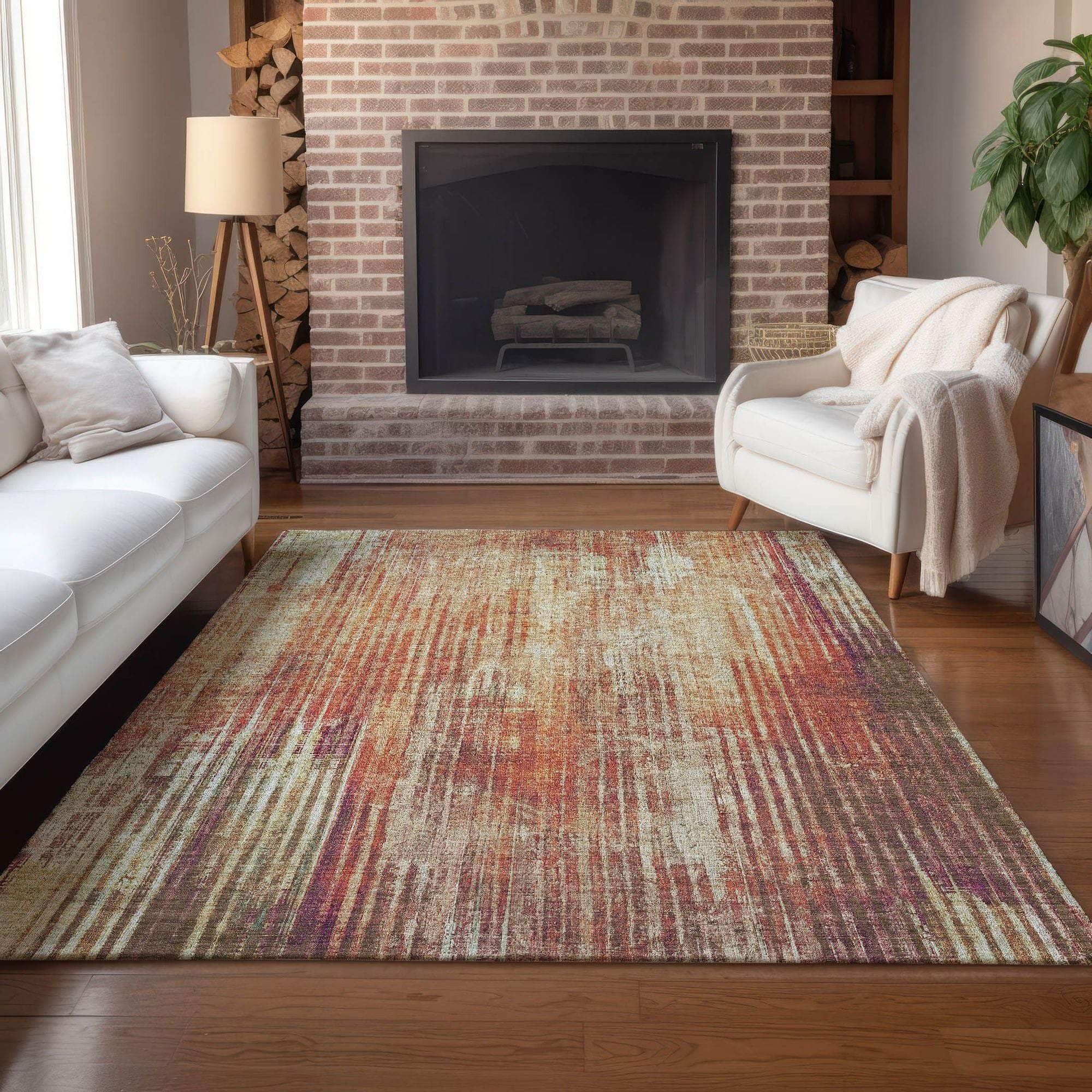 Machine Made ACN582 Paprika Orange Rugs