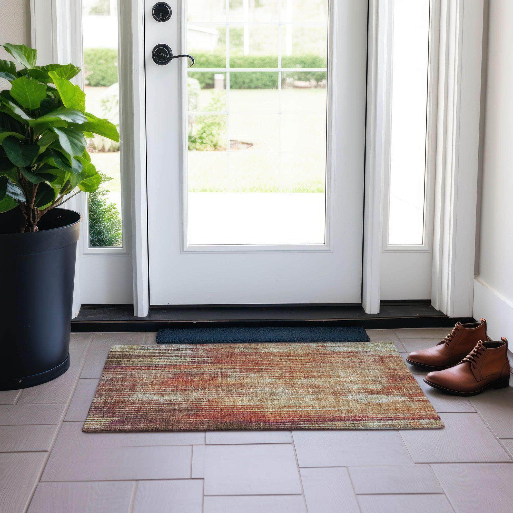 Machine Made ACN582 Paprika Orange Rugs