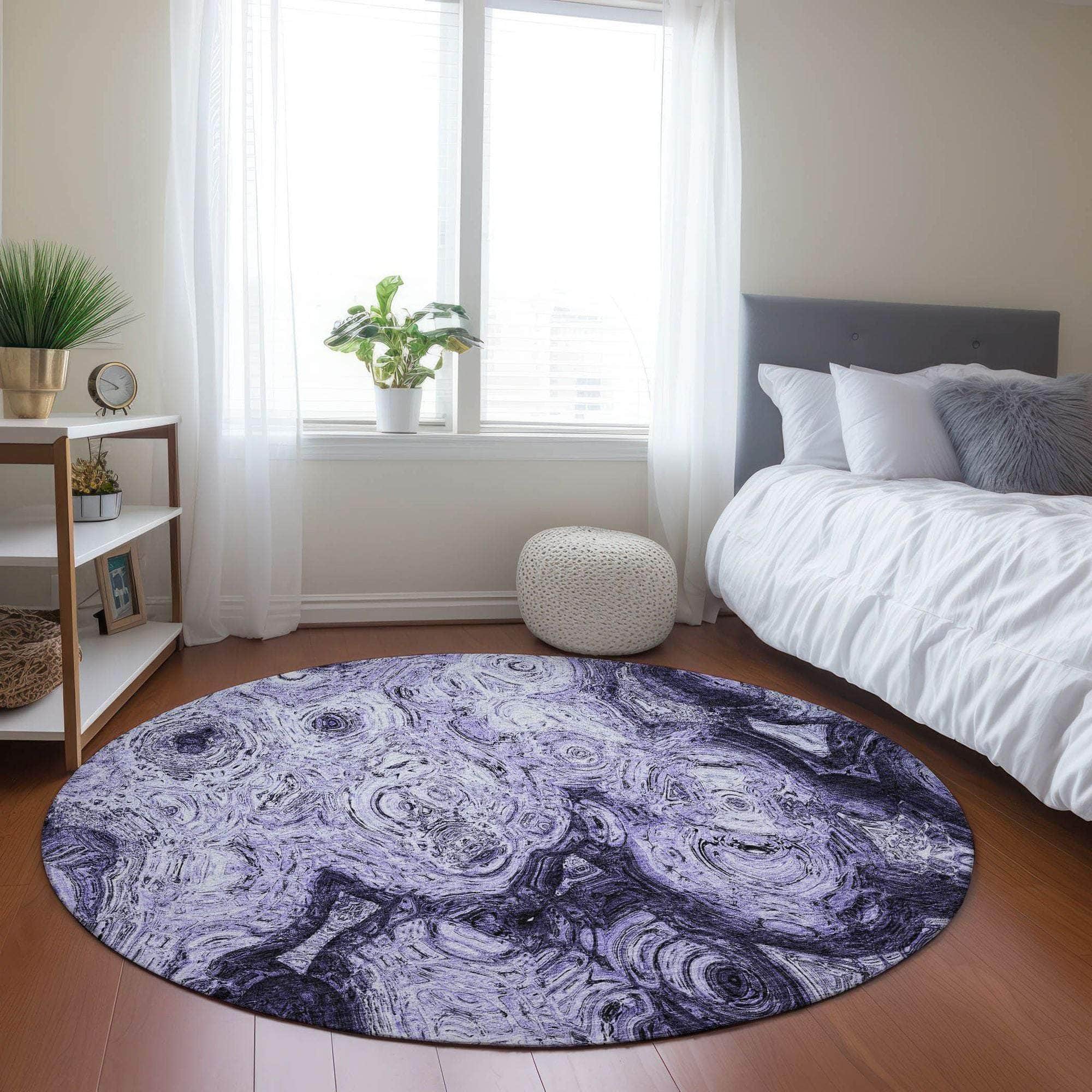 Machine Made ACN579 Purple Rugs