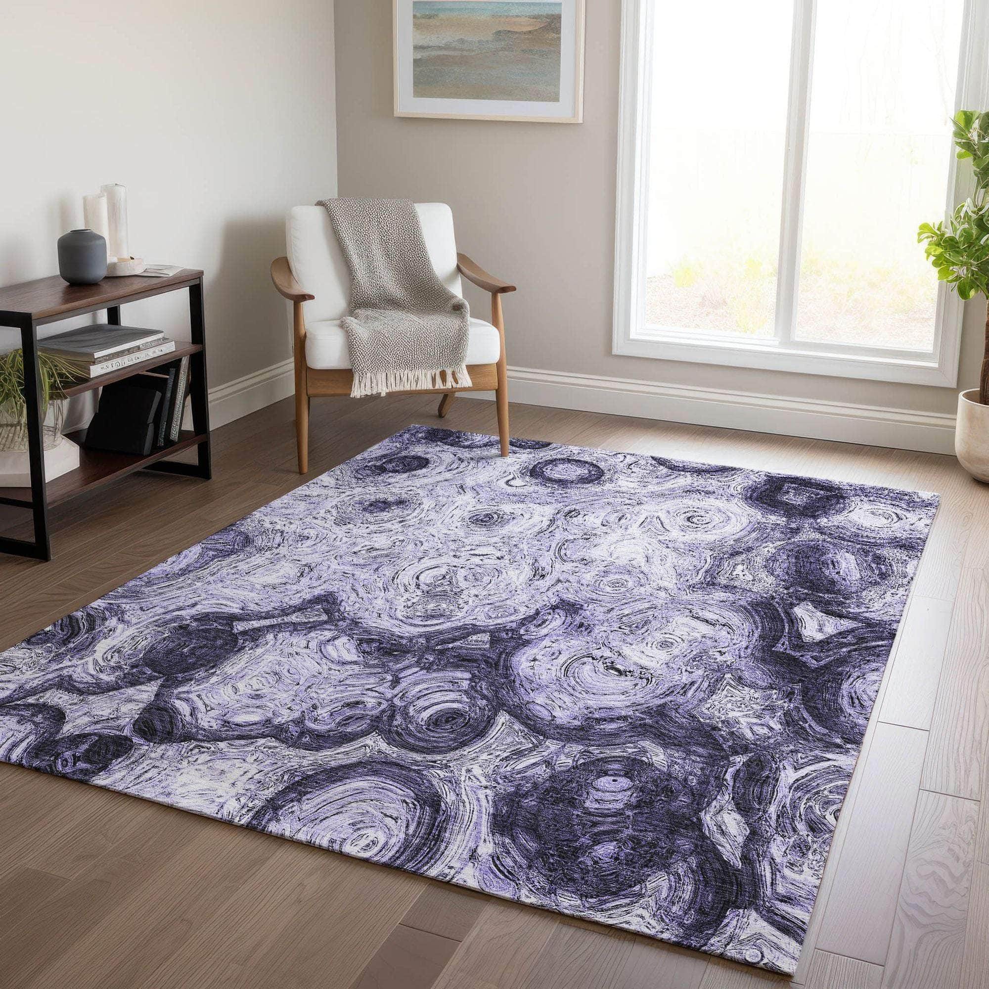 Machine Made ACN579 Purple Rugs