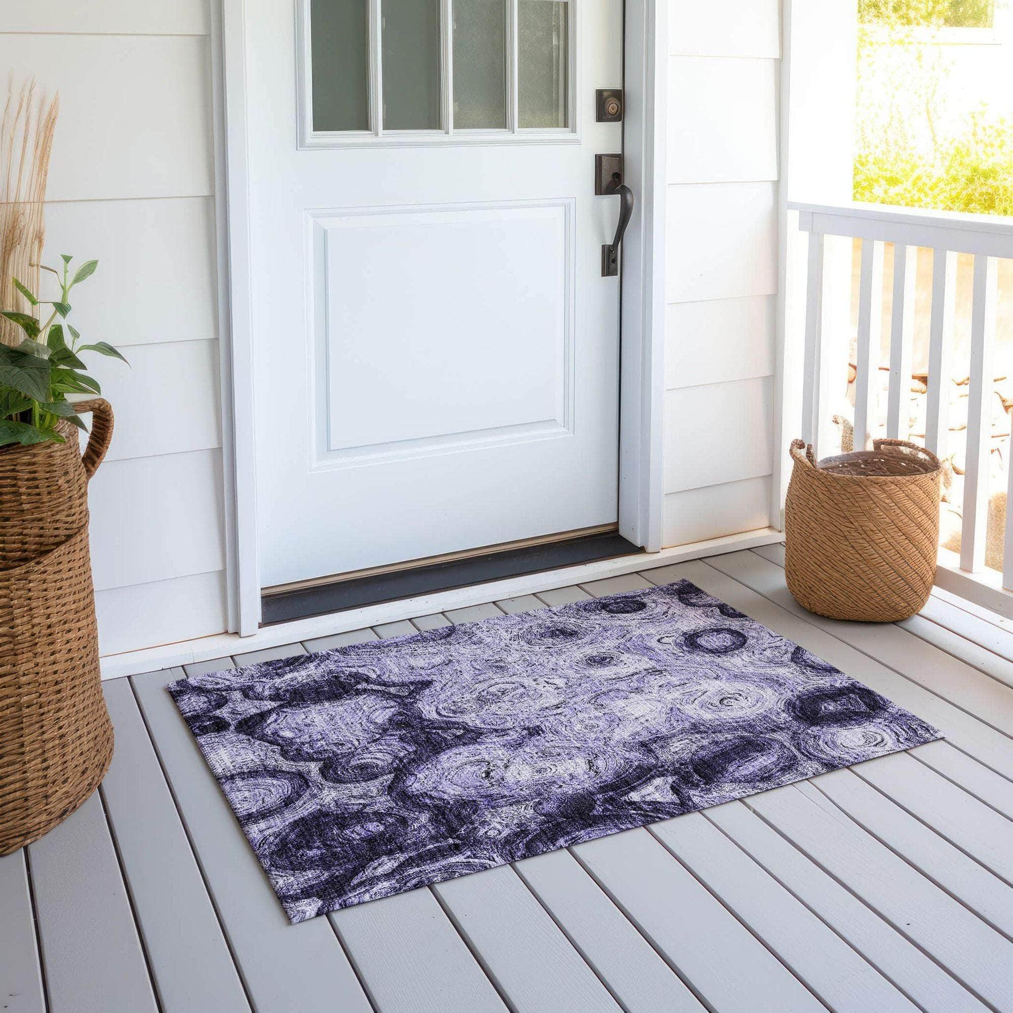 Machine Made ACN579 Purple Rugs