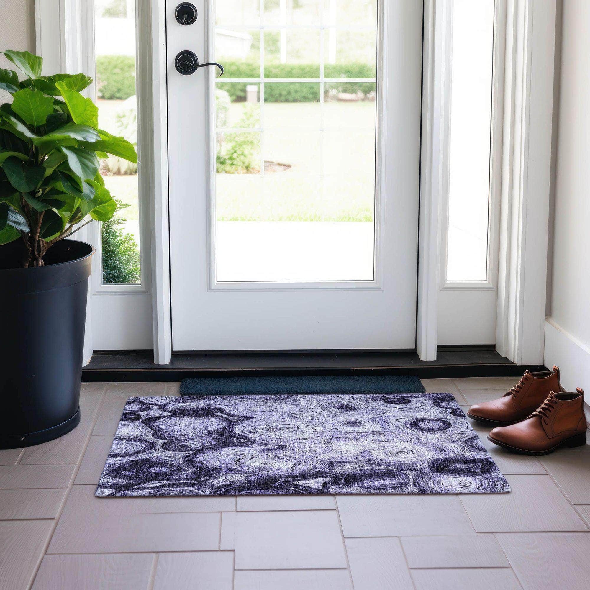 Machine Made ACN579 Purple Rugs