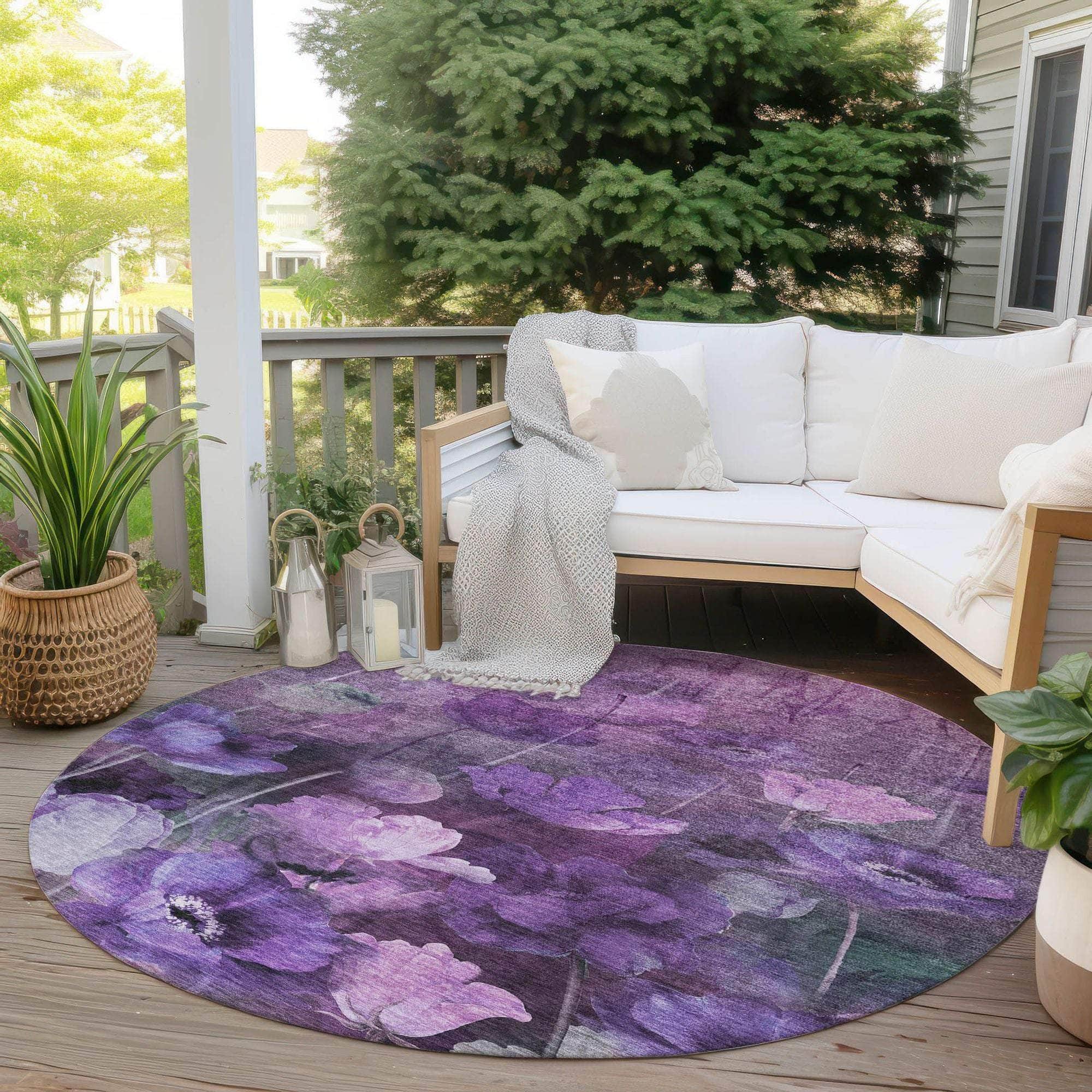 Machine Made ACN613 Purple Rugs