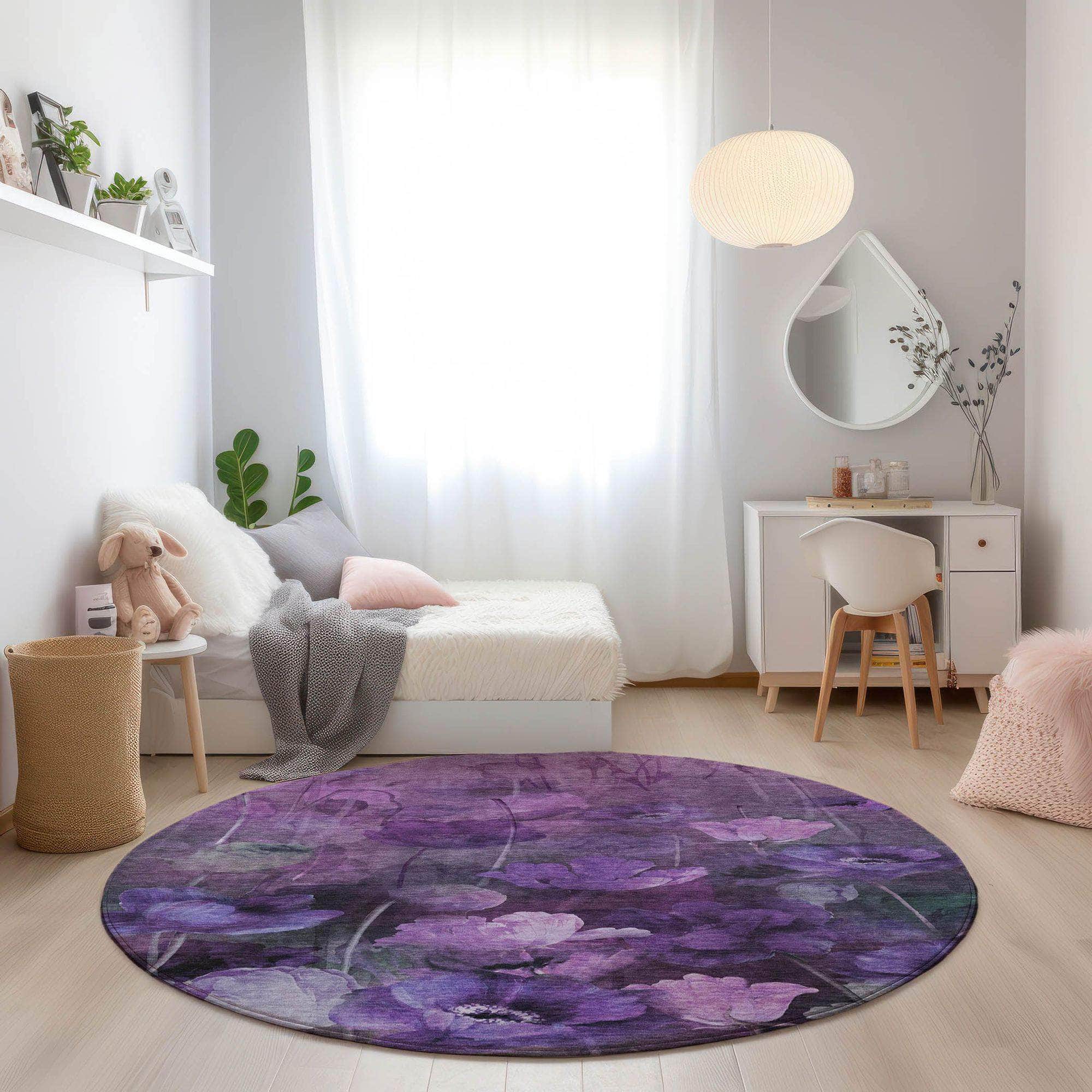 Machine Made ACN613 Purple Rugs
