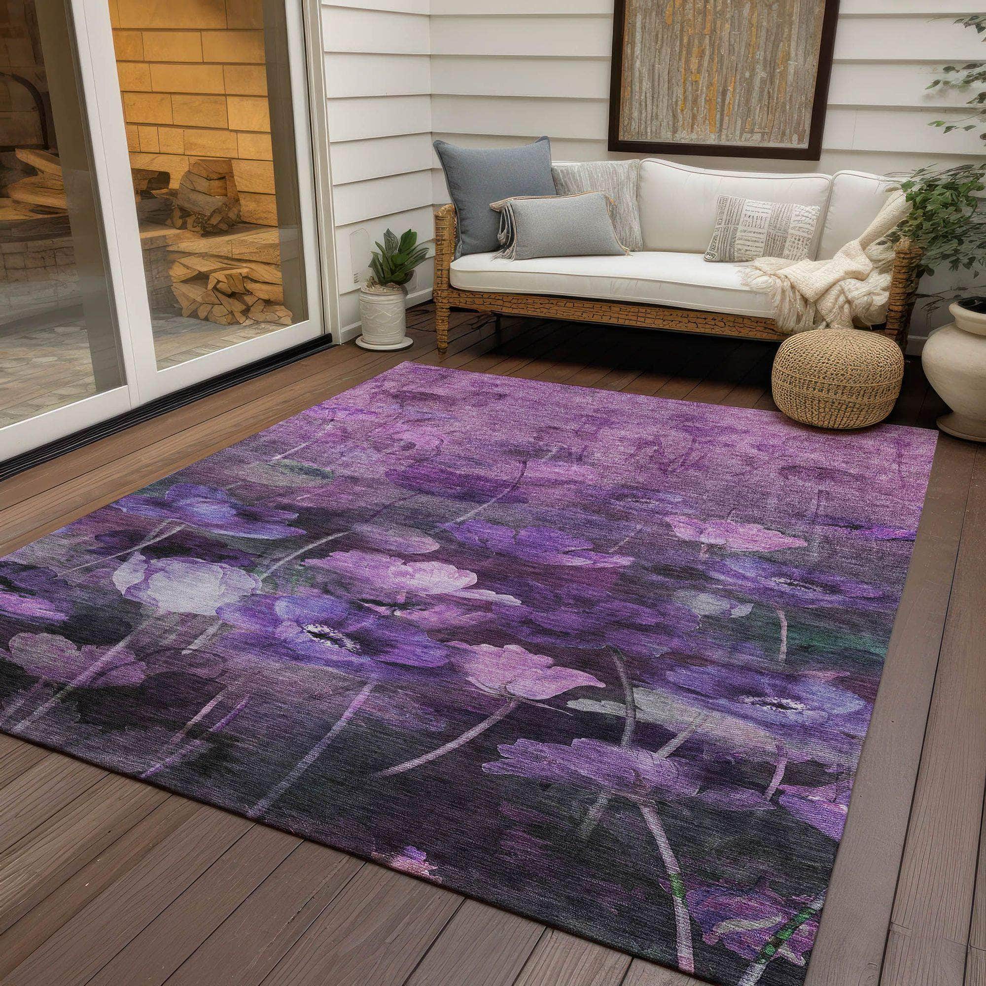 Machine Made ACN613 Purple Rugs