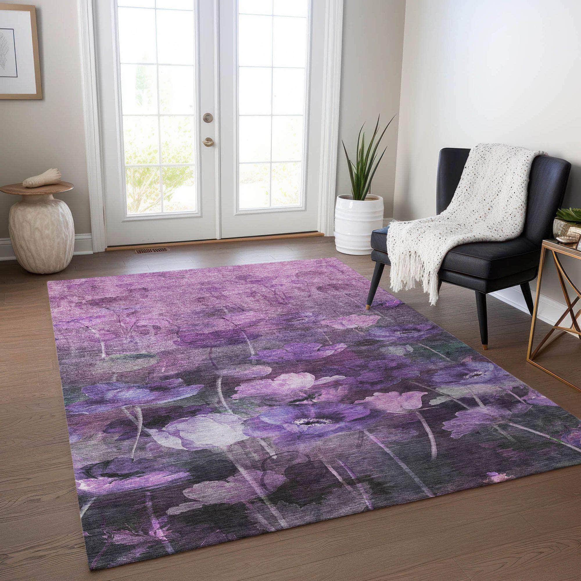 Machine Made ACN613 Purple Rugs