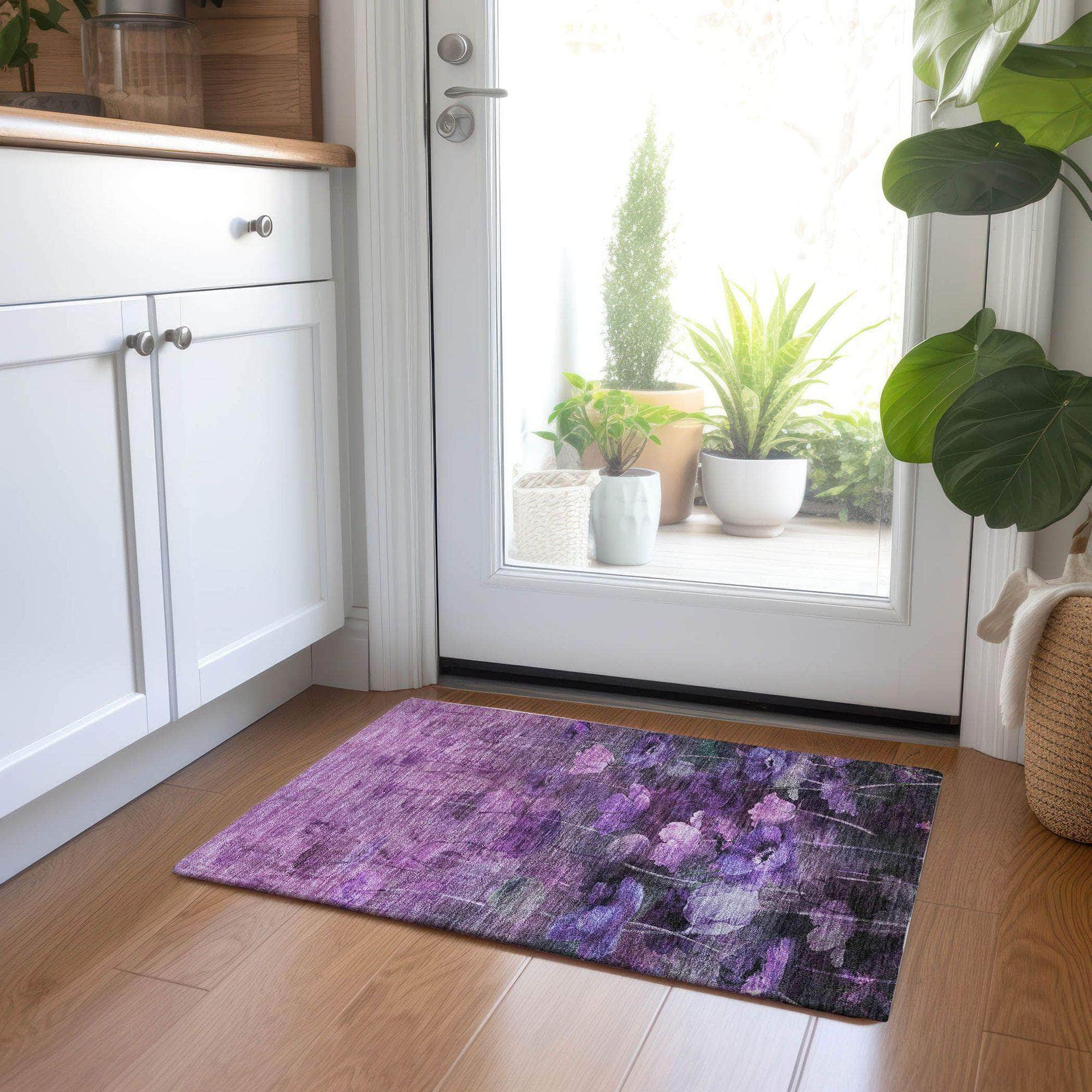 Machine Made ACN613 Purple Rugs