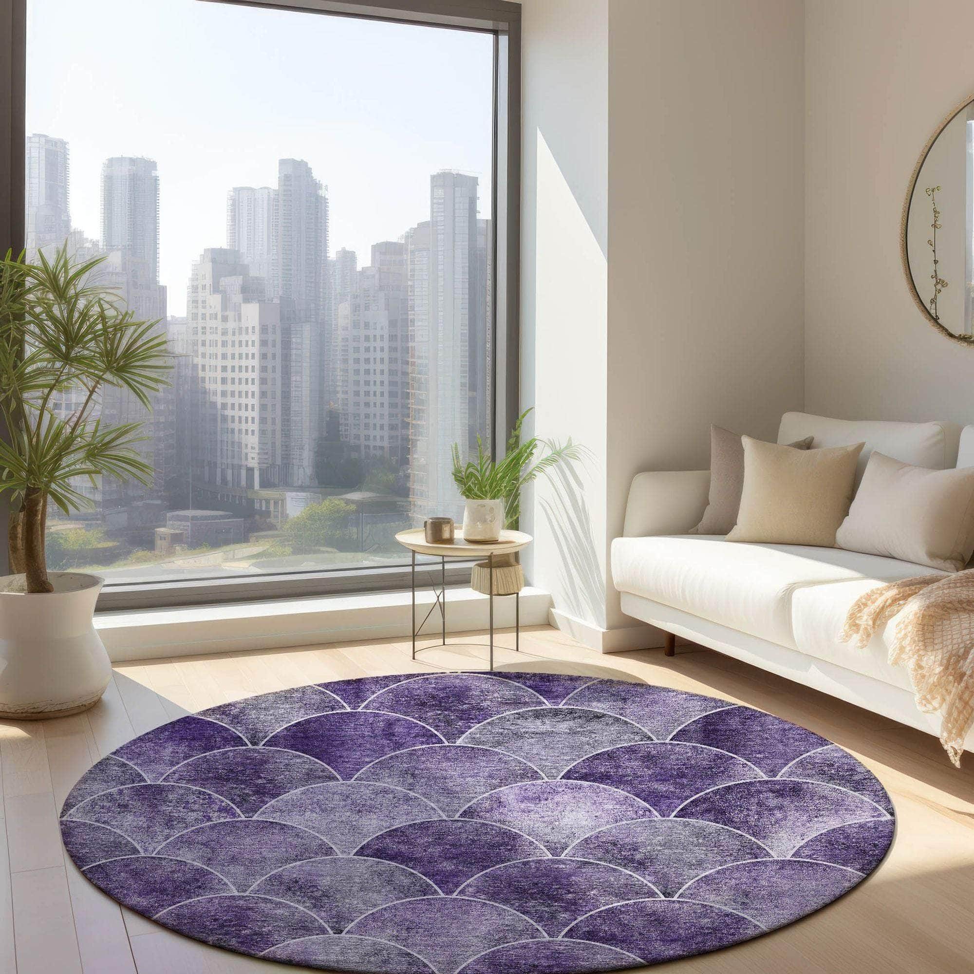 Machine Made ACN594 Purple Rugs