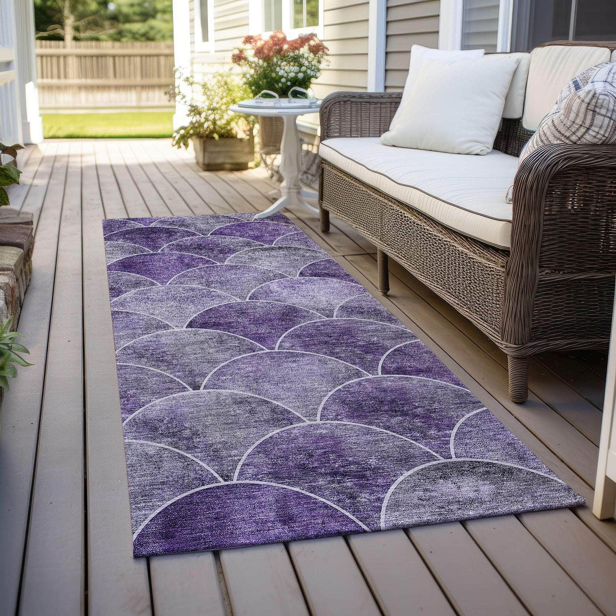 Machine Made ACN594 Purple Rugs