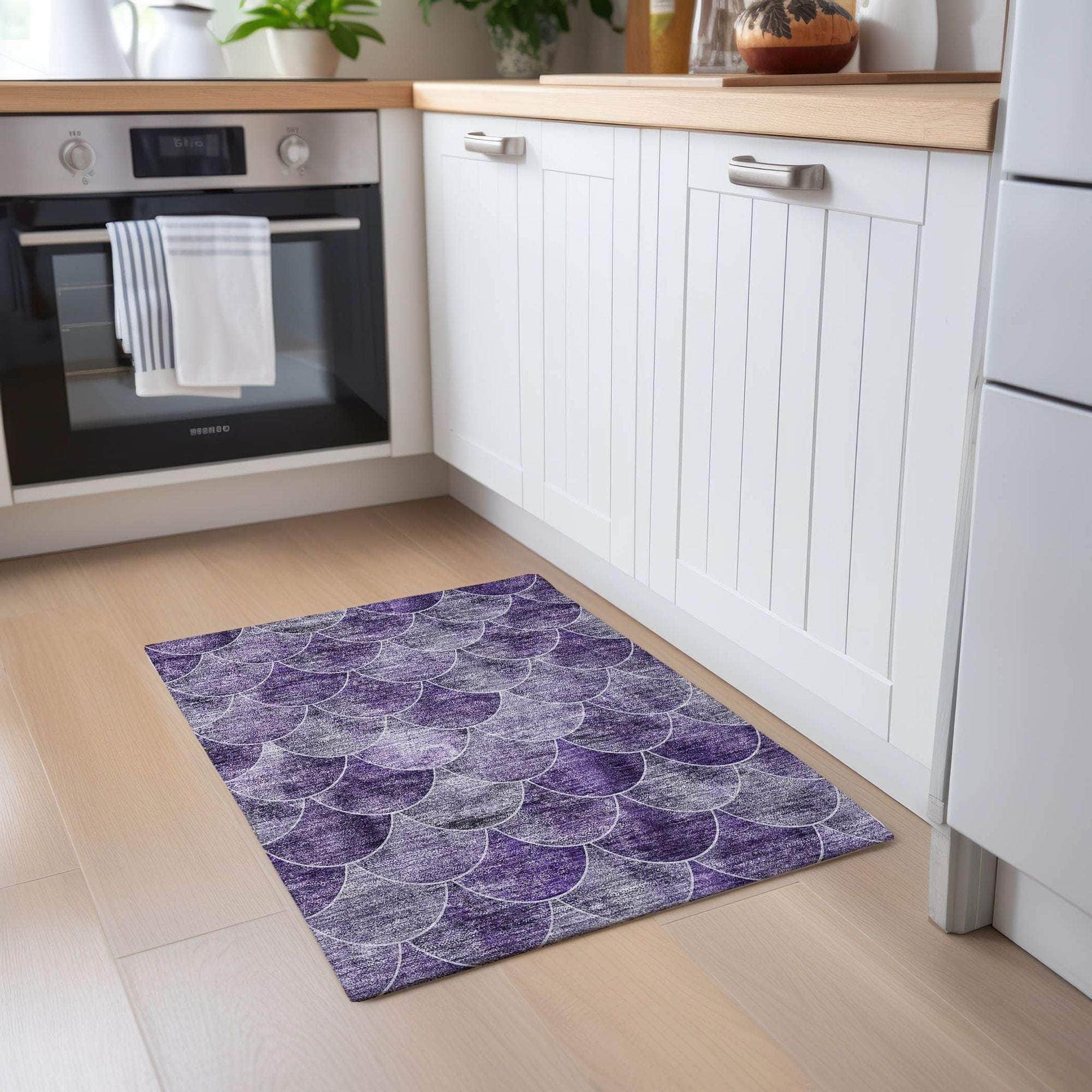 Machine Made ACN594 Purple Rugs