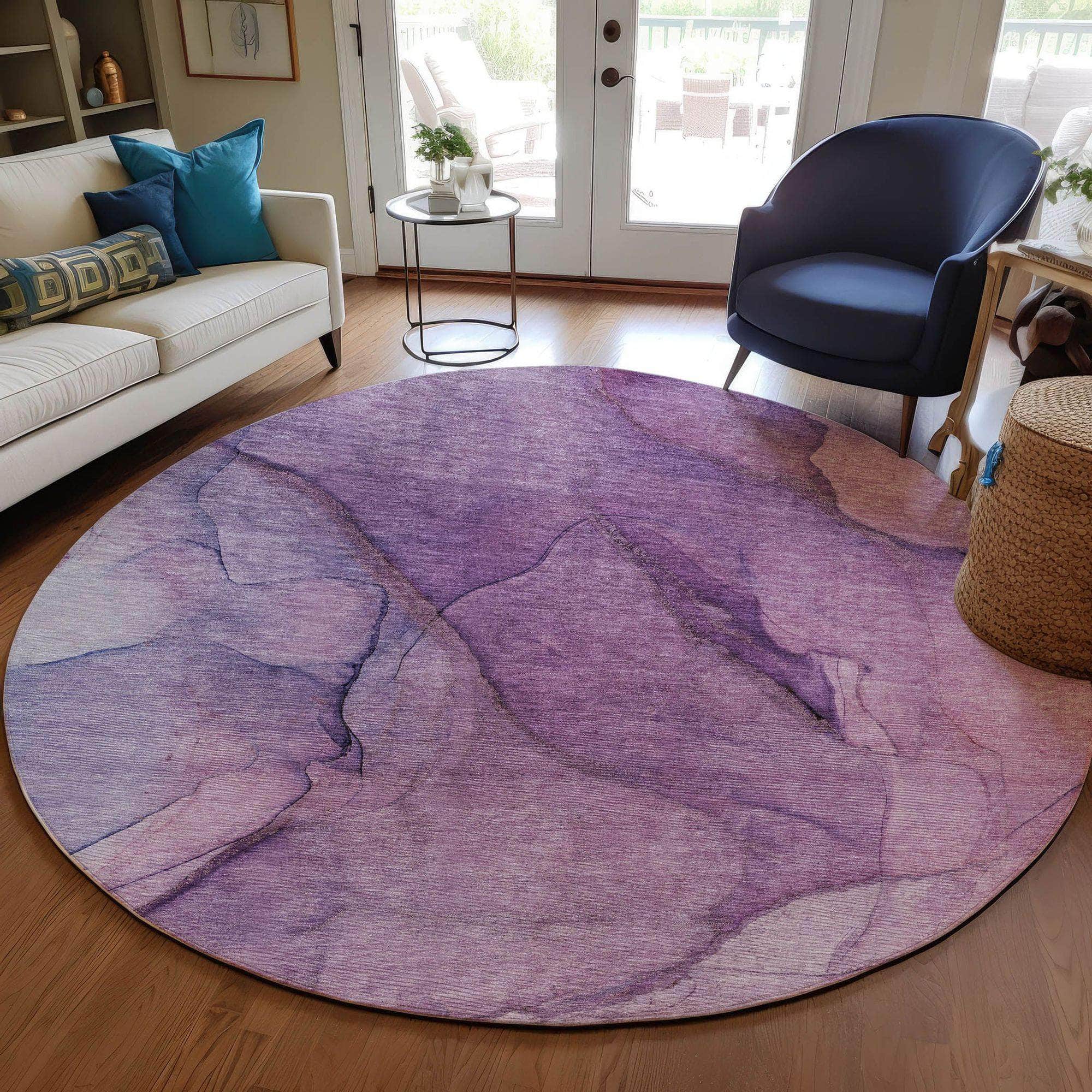 Machine Made ACN607 Purple Rugs