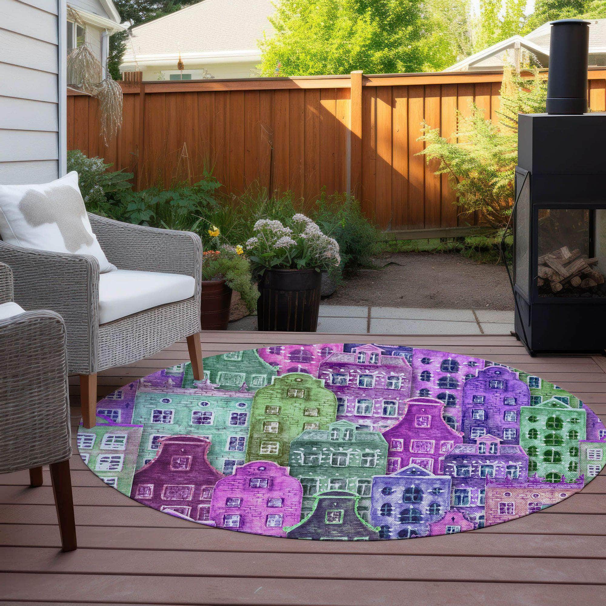 Machine Made ACN600 Purple Rugs