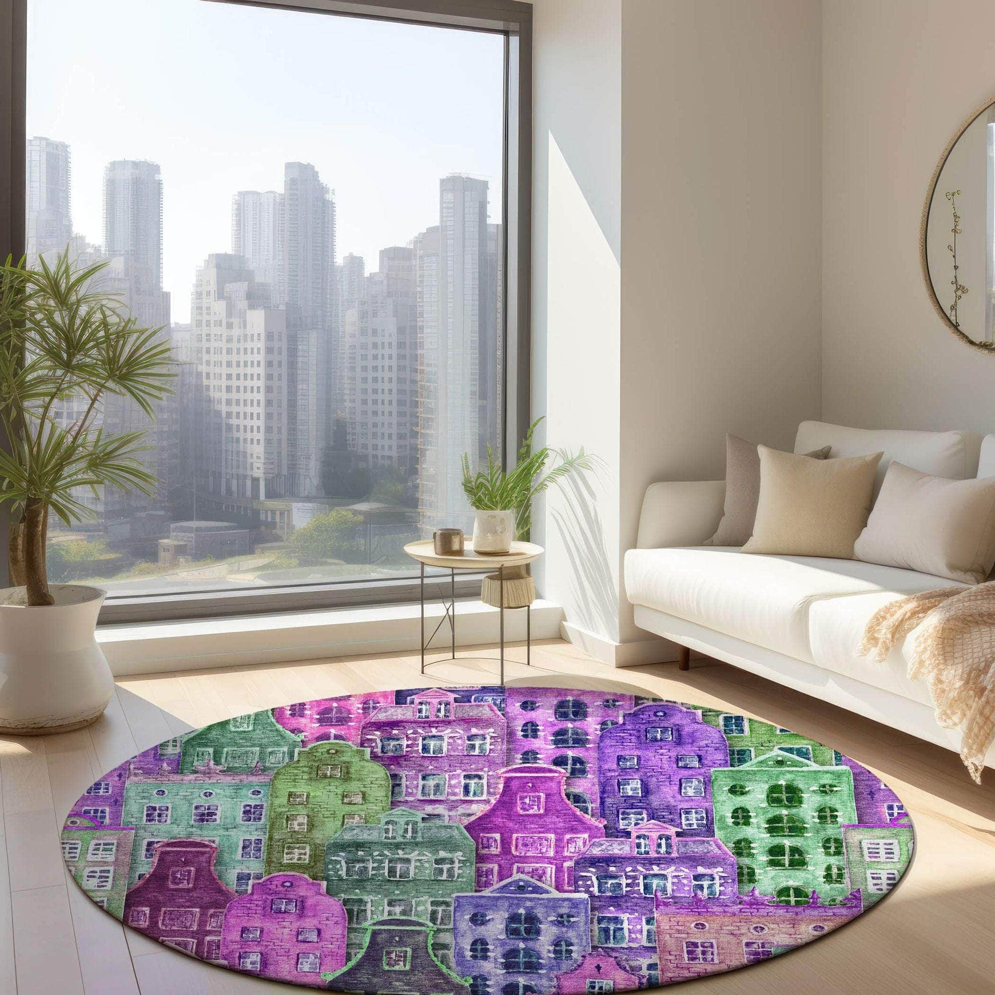 Machine Made ACN600 Purple Rugs