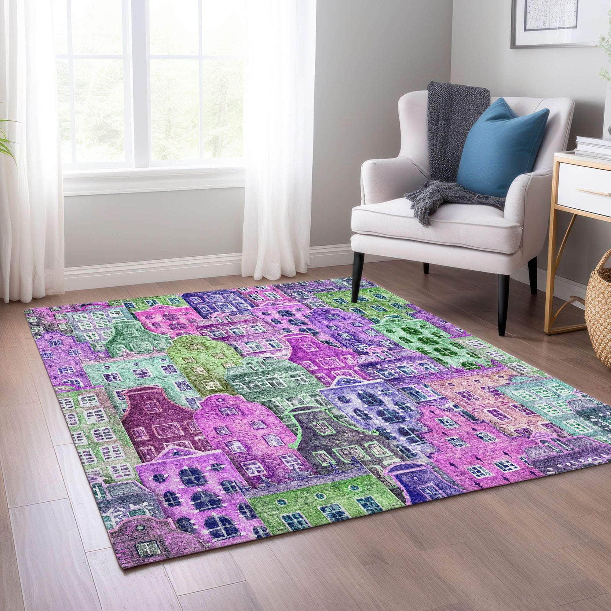 Machine Made ACN600 Purple Rugs