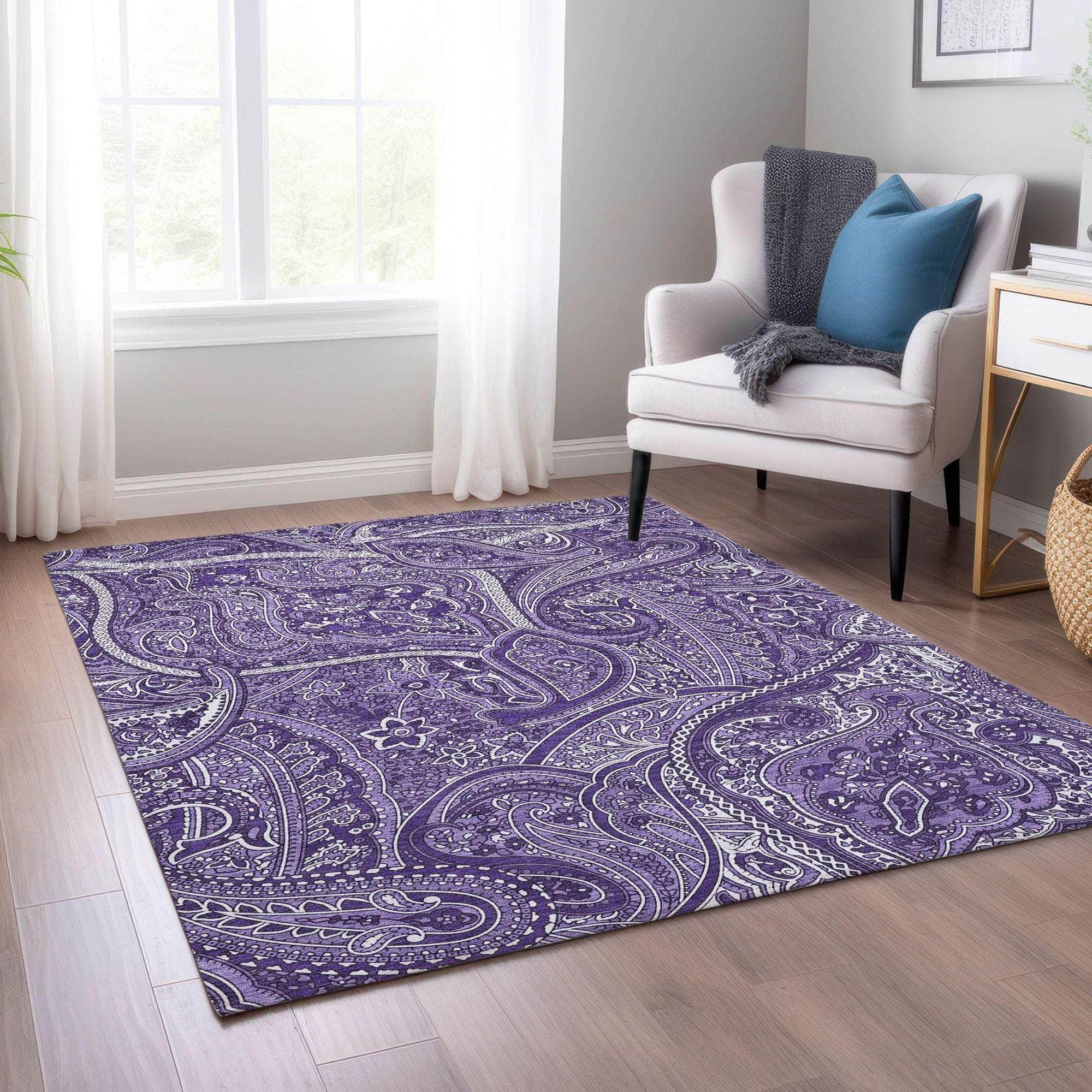 Machine Made ACN623 Purple Rugs