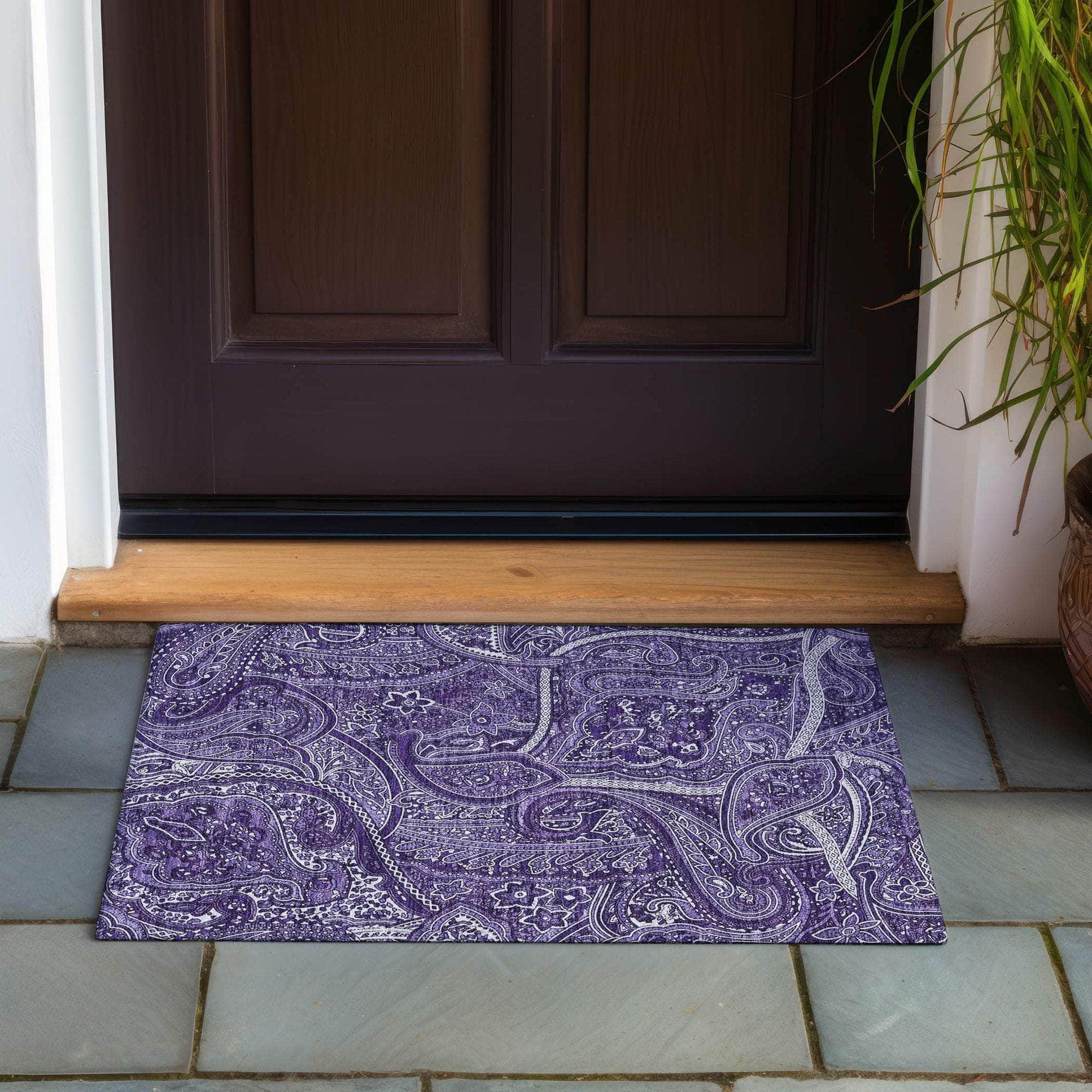 Machine Made ACN623 Purple Rugs