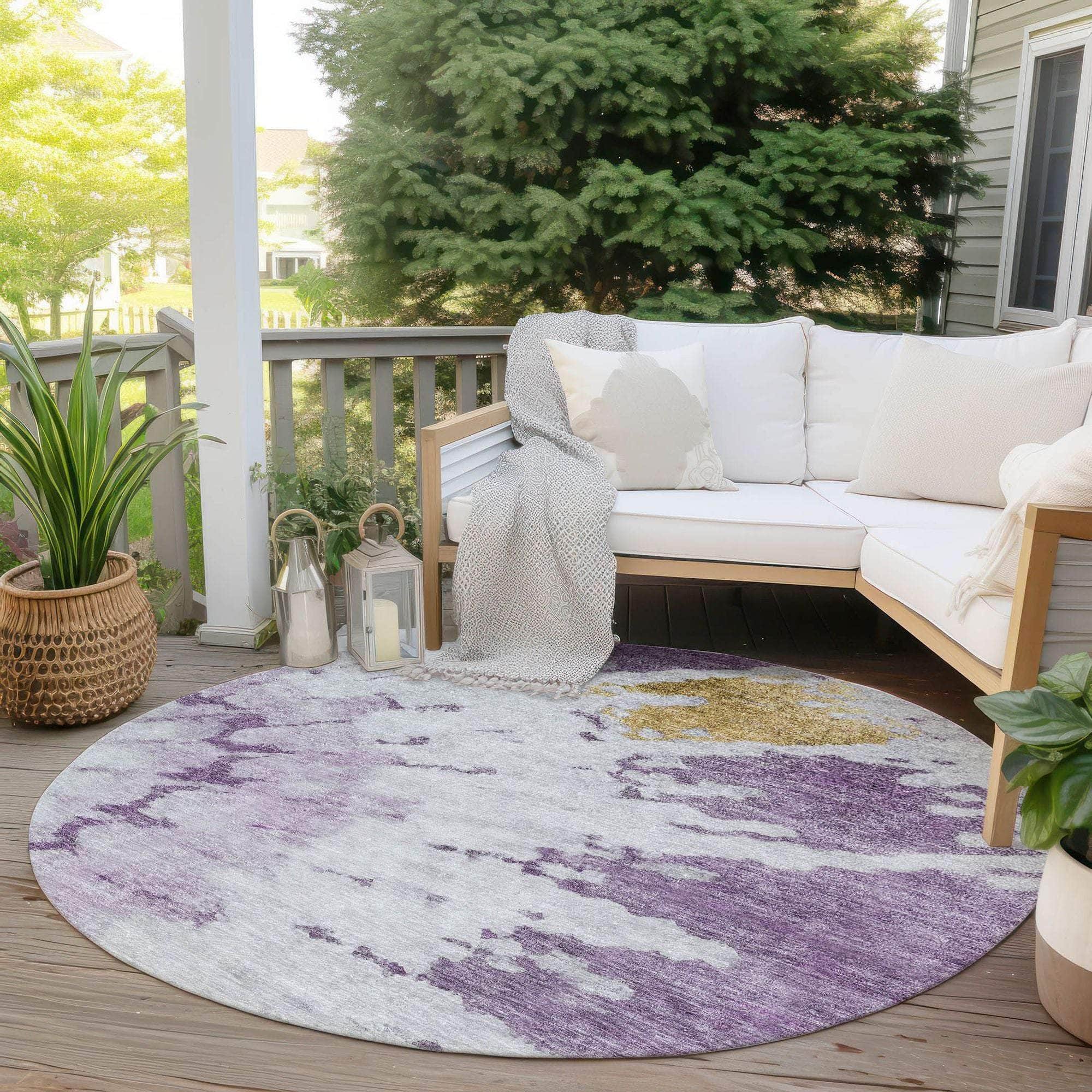 Machine Made ACN614 Purple Rugs