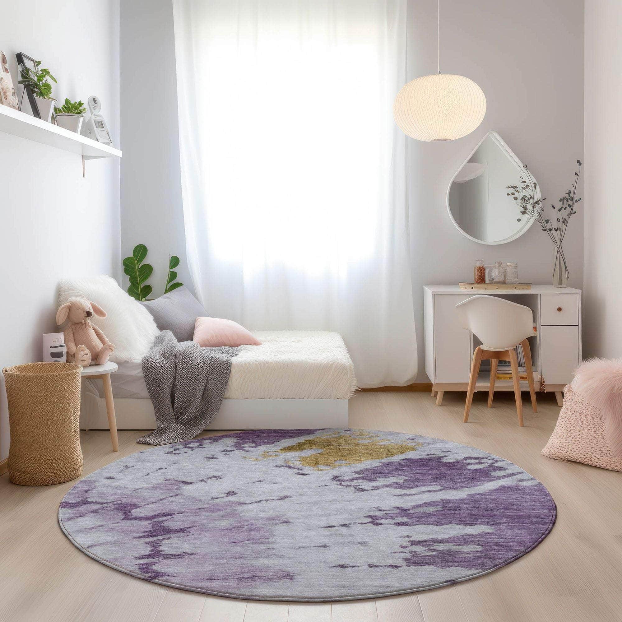 Machine Made ACN614 Purple Rugs