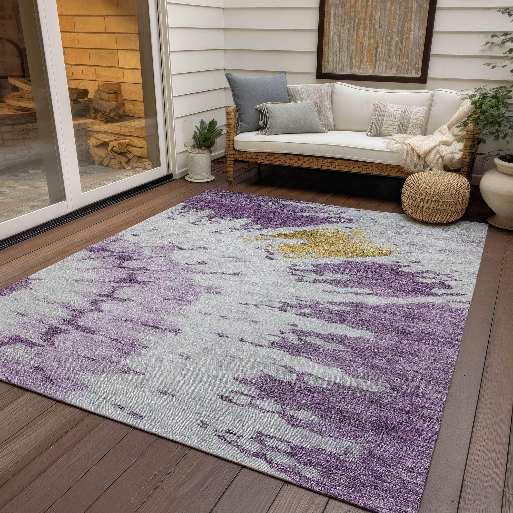 Machine Made ACN614 Purple Rugs