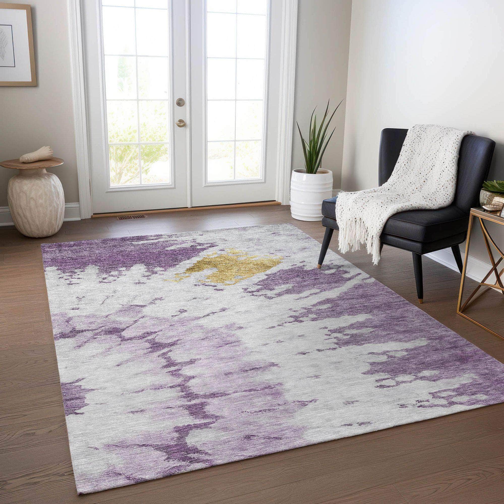 Machine Made ACN614 Purple Rugs