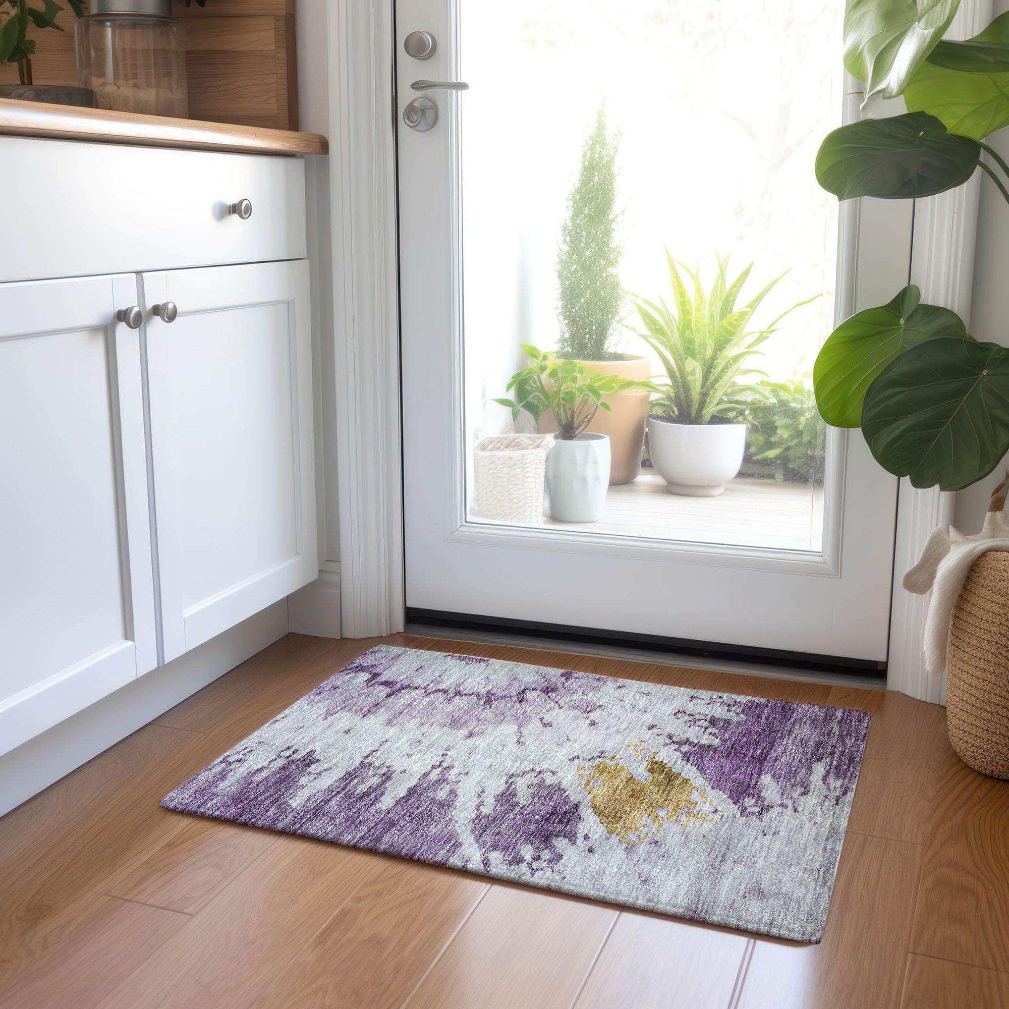 Machine Made ACN614 Purple Rugs