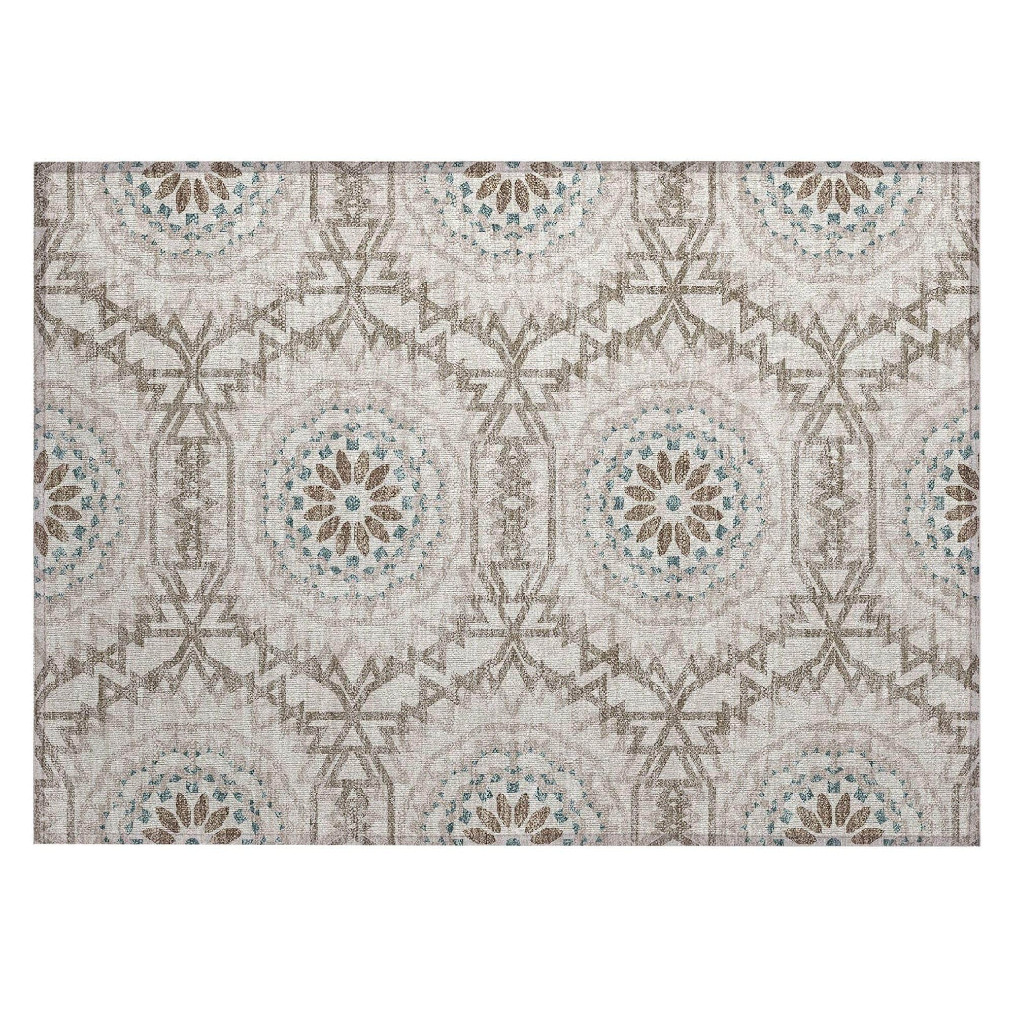 Machine Made ACN619 Beige Brown Rugs