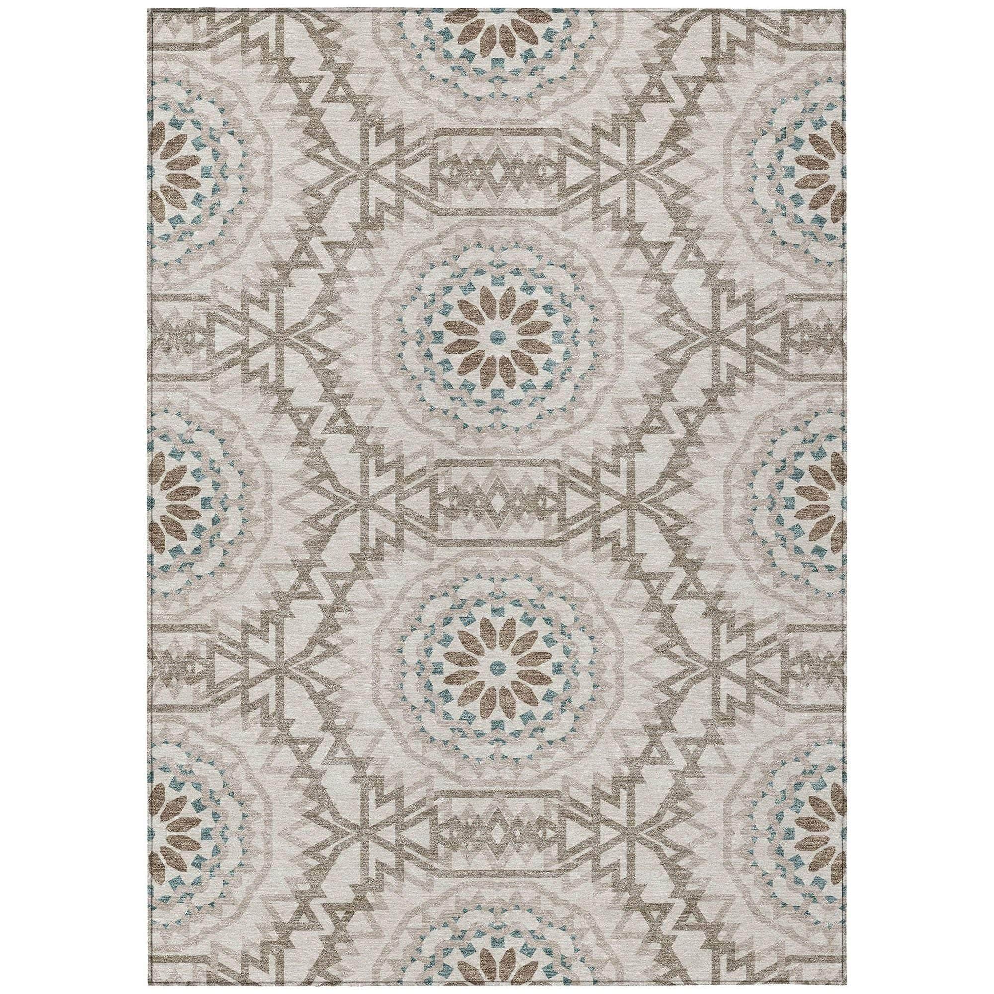 Machine Made ACN619 Beige Brown Rugs