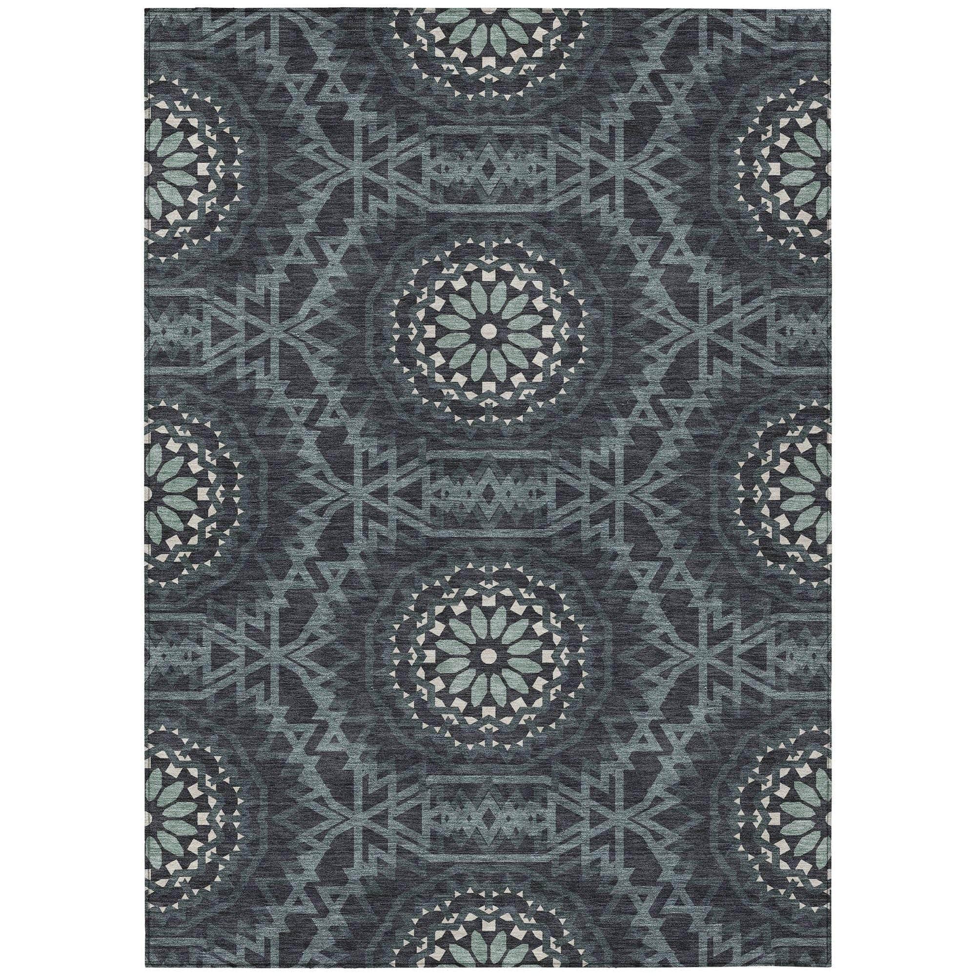 Machine Made ACN619 Charcoal Gray Rugs