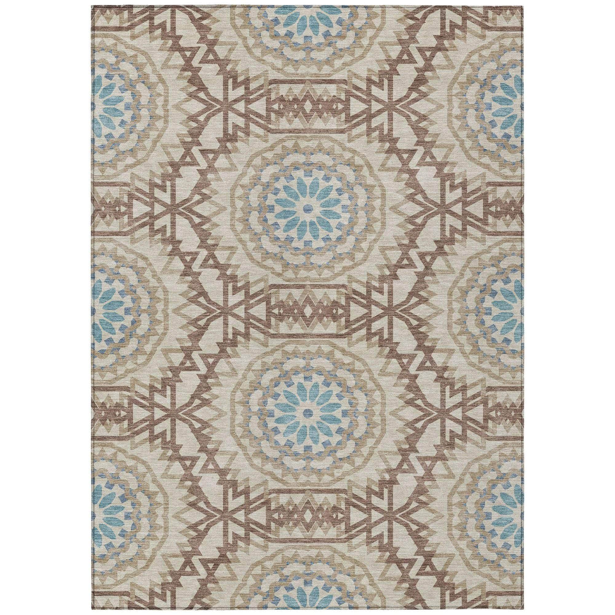 Machine Made ACN619 Khaki Brown Rugs