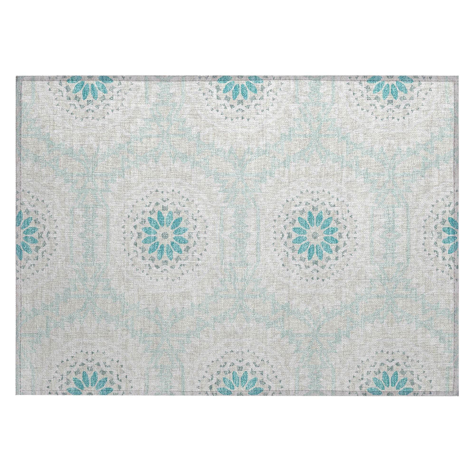 Machine Made ACN619 Teal Rugs