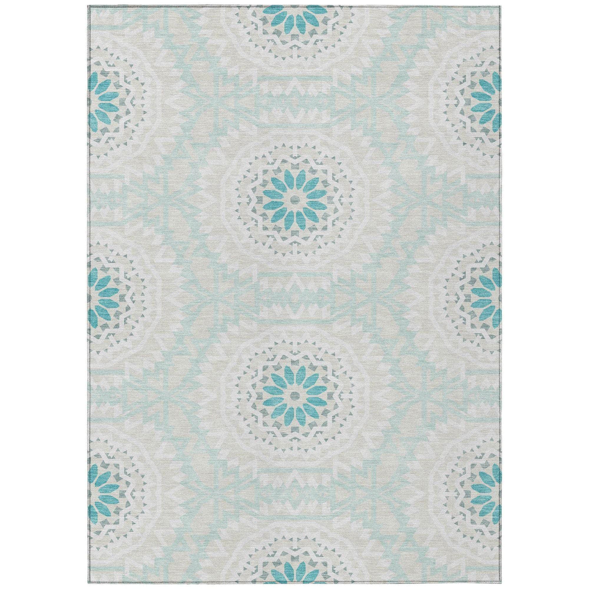 Machine Made ACN619 Teal Rugs