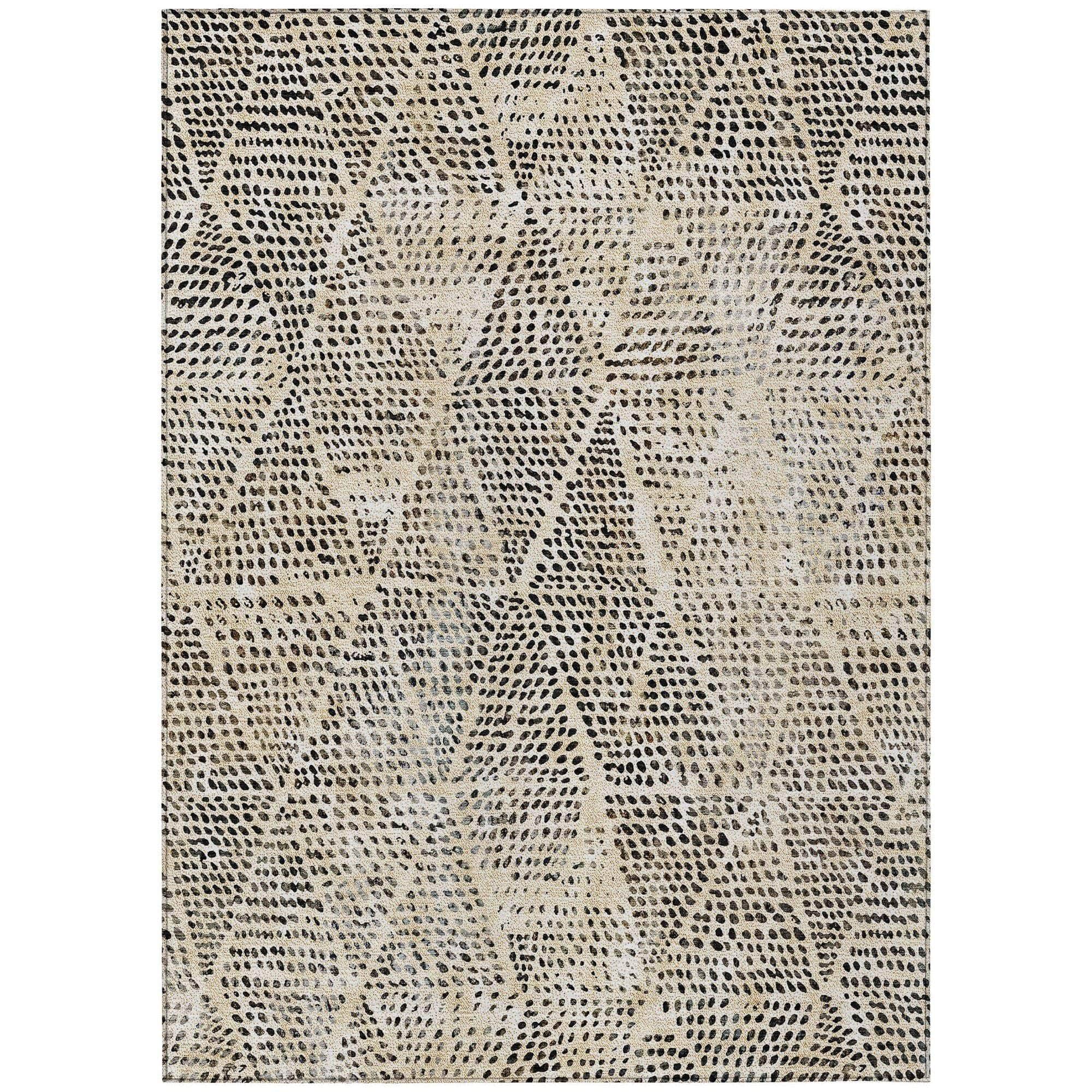 Machine Made ACN591 Beige Brown Rugs