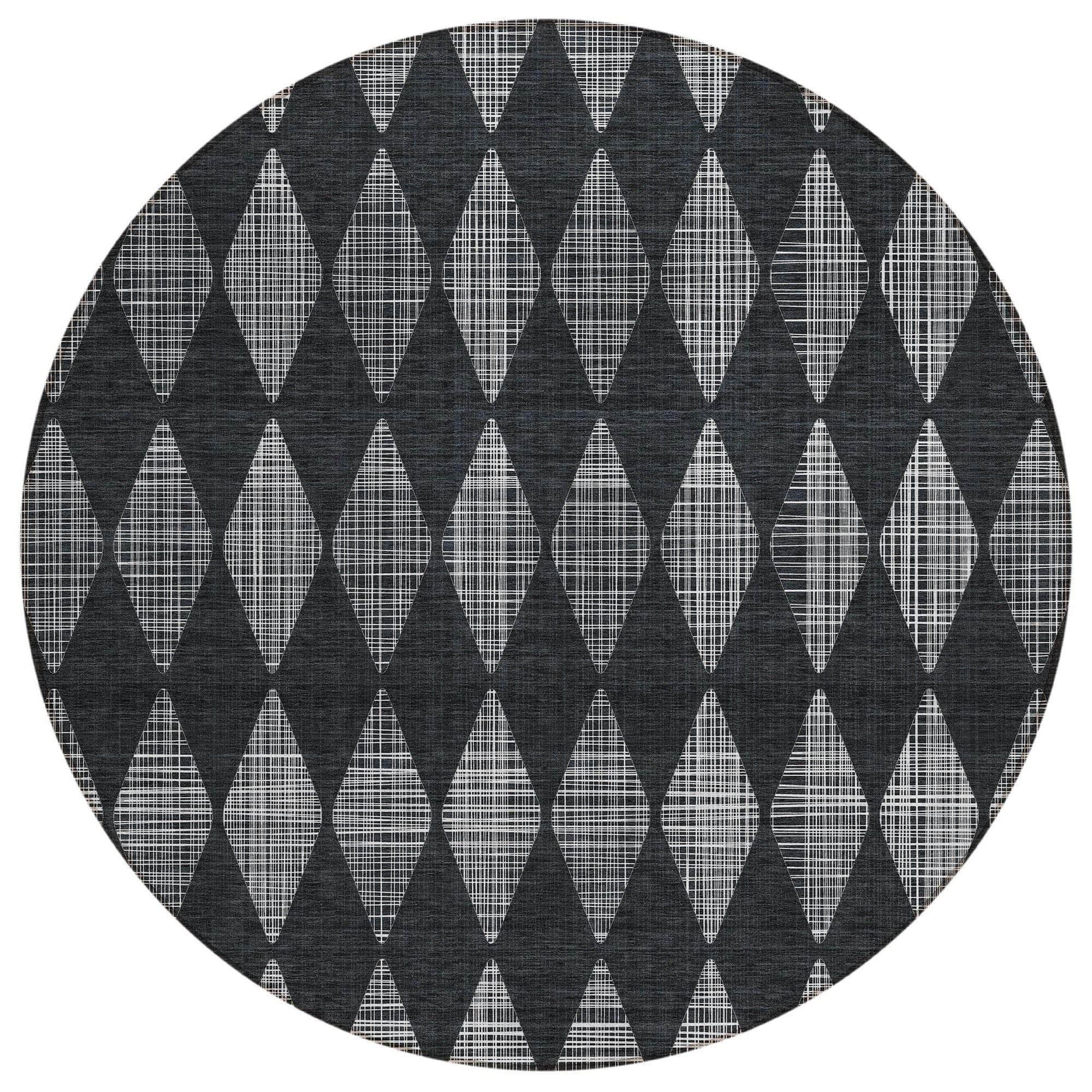 Machine Made ACN578 Charcoal Gray Rugs