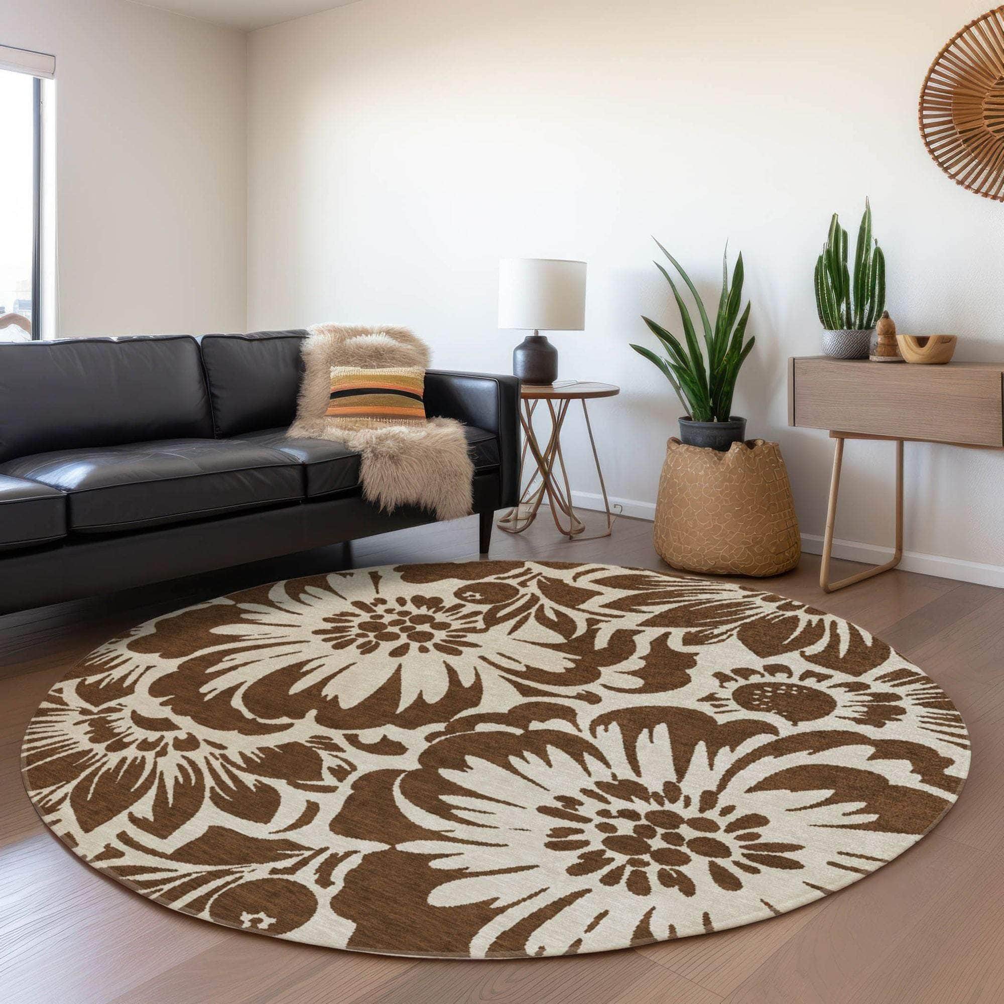 Machine Made ACN551 Brown Rugs