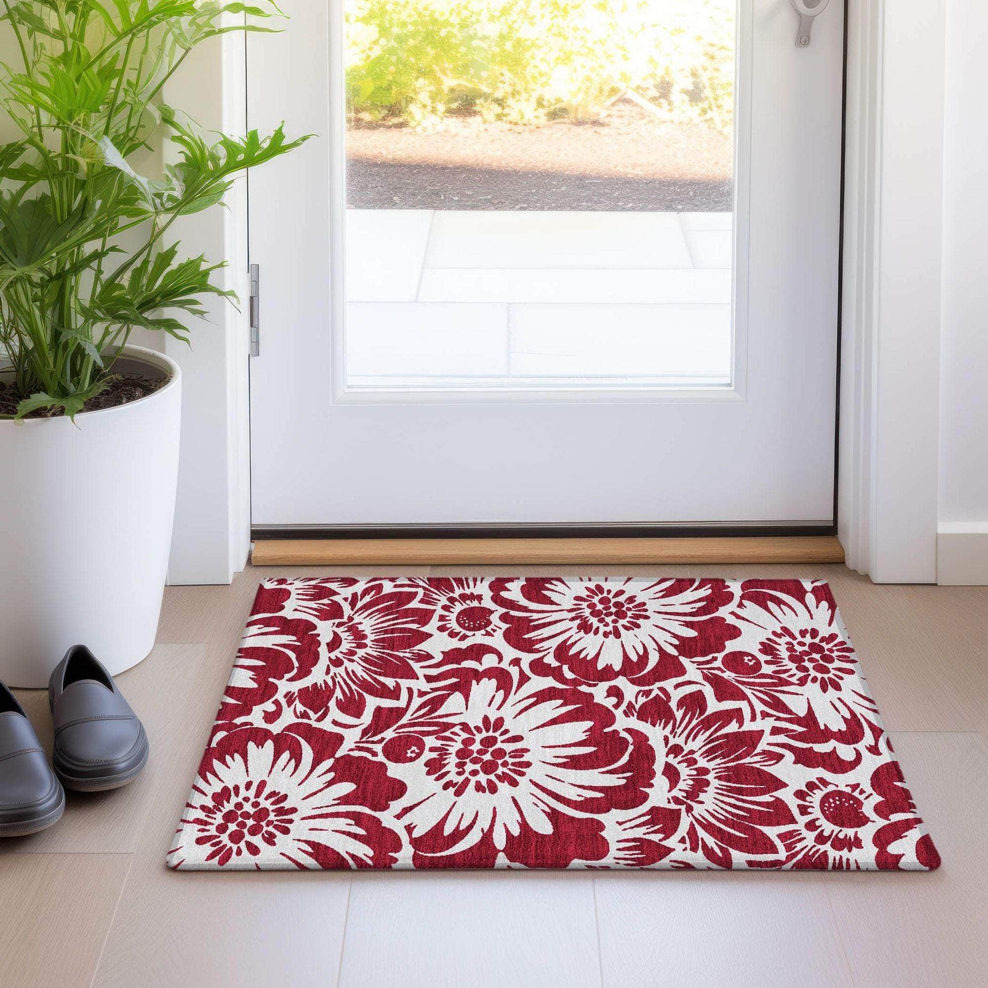Machine Made ACN551 Burgundy Red Rugs