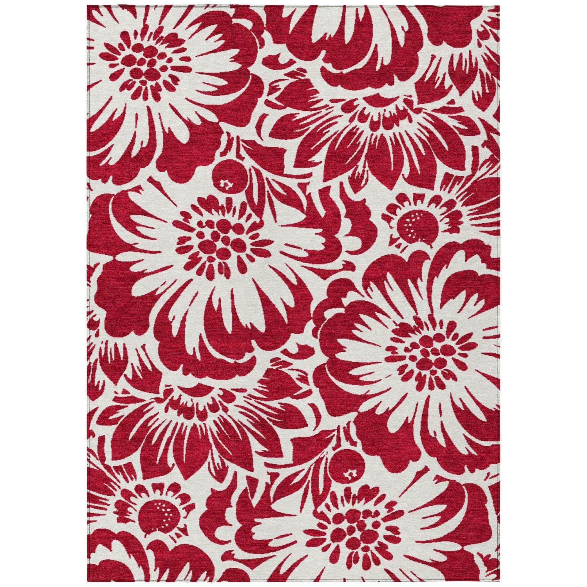 Machine Made ACN551 Burgundy Red Rugs