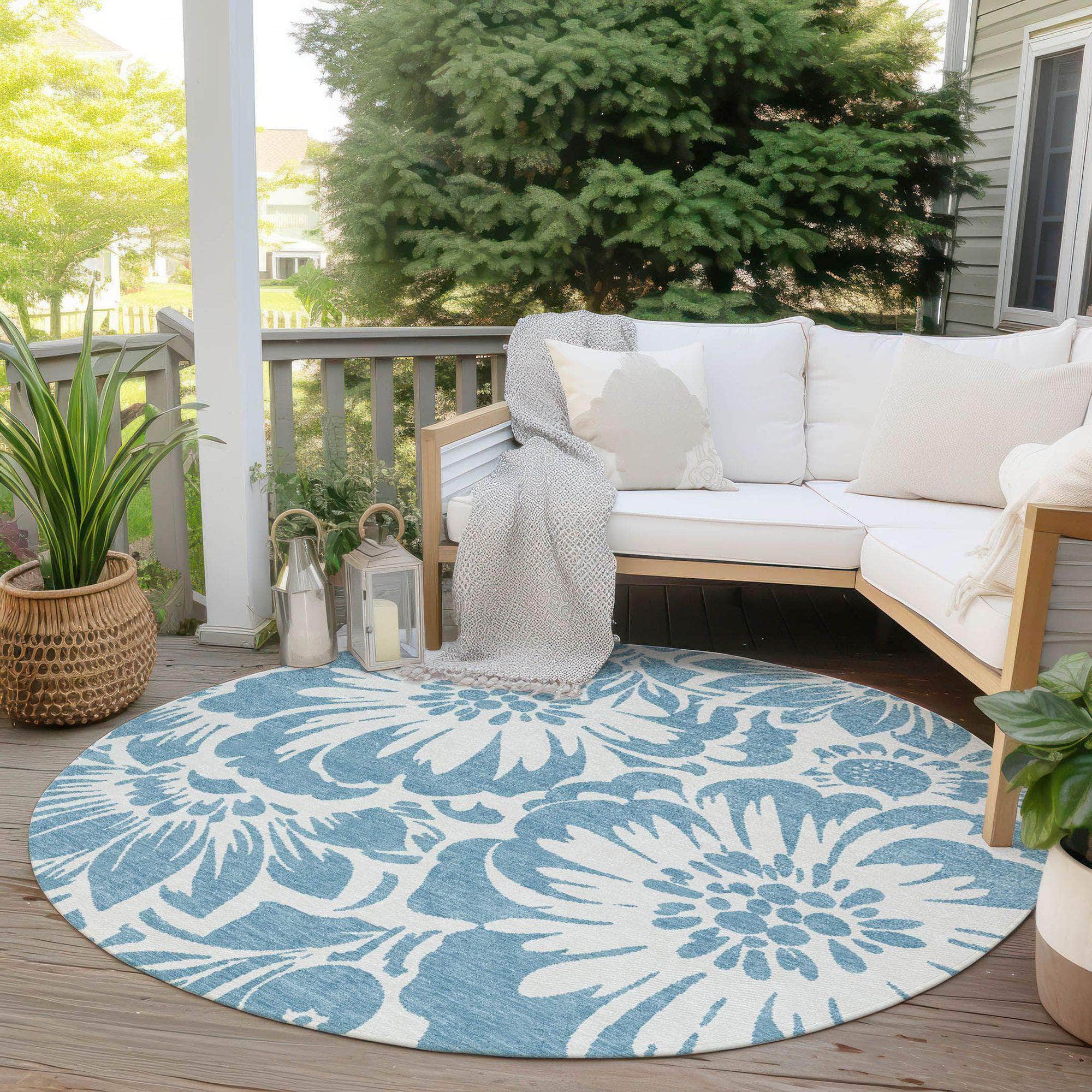 Machine Made ACN551 Denim Blue Rugs