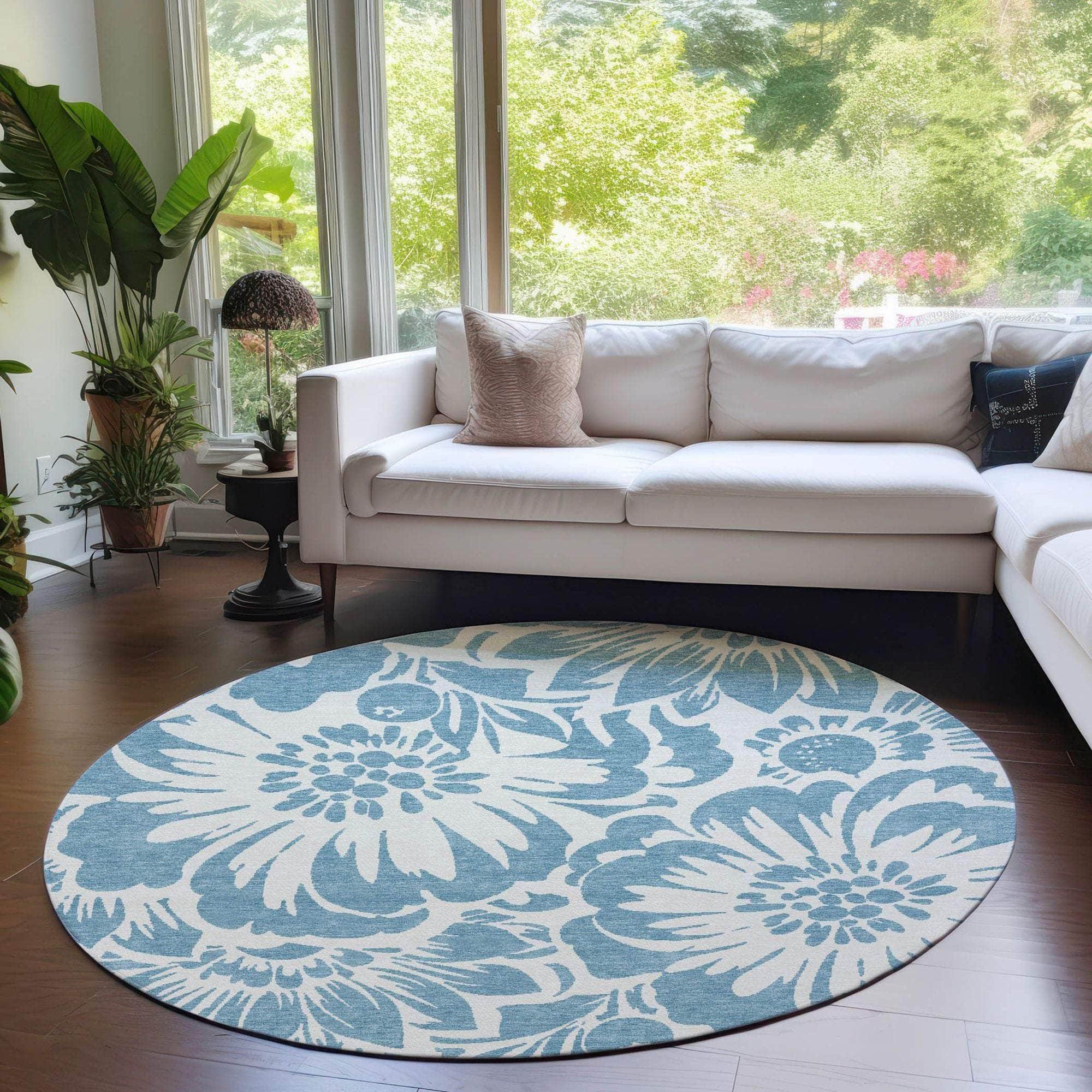 Machine Made ACN551 Denim Blue Rugs