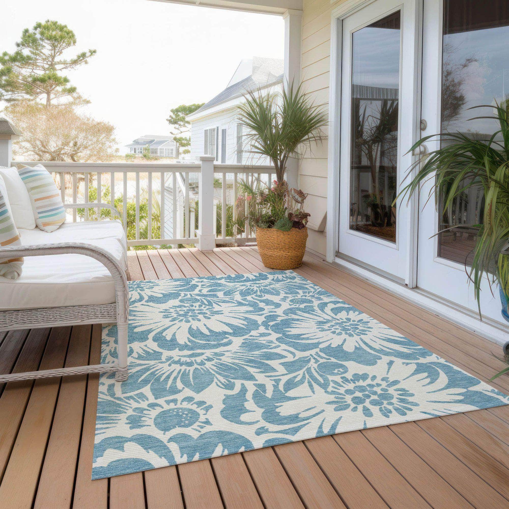 Machine Made ACN551 Denim Blue Rugs
