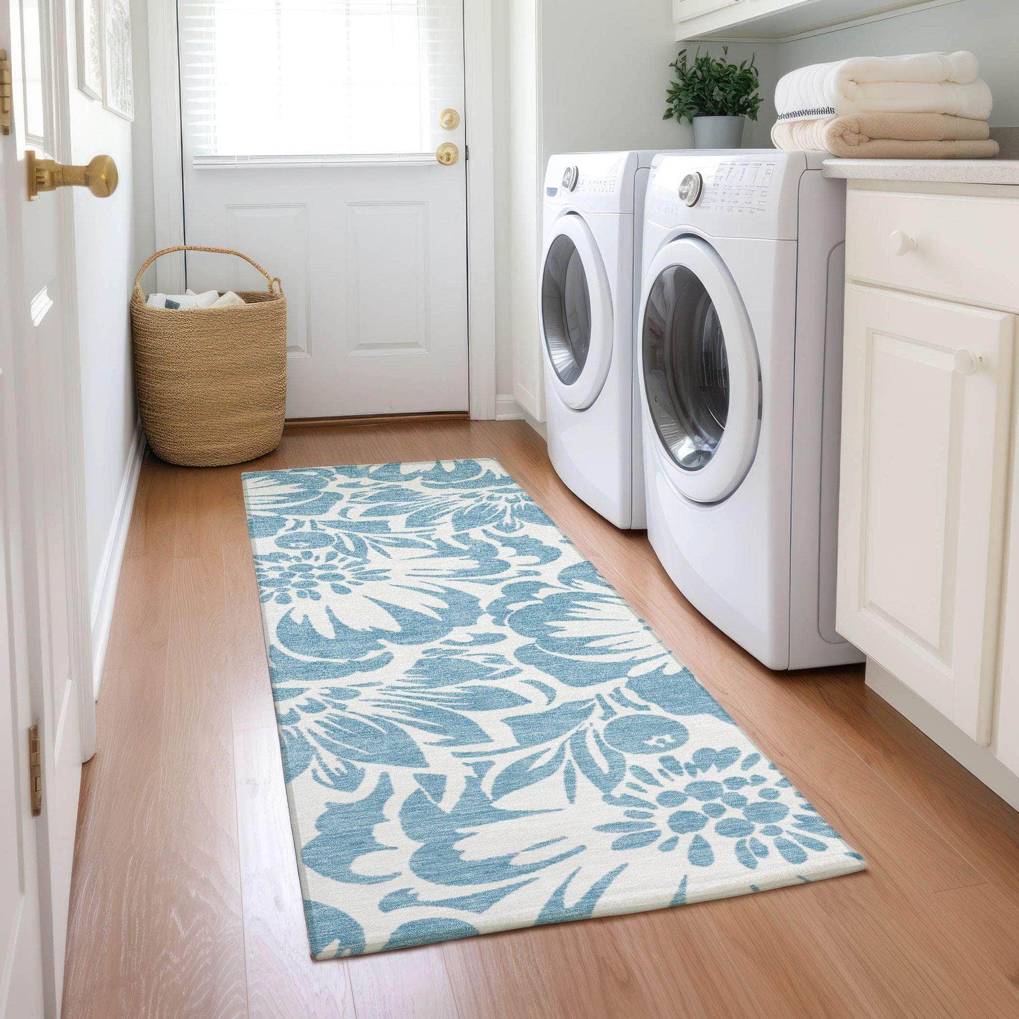 Machine Made ACN551 Denim Blue Rugs
