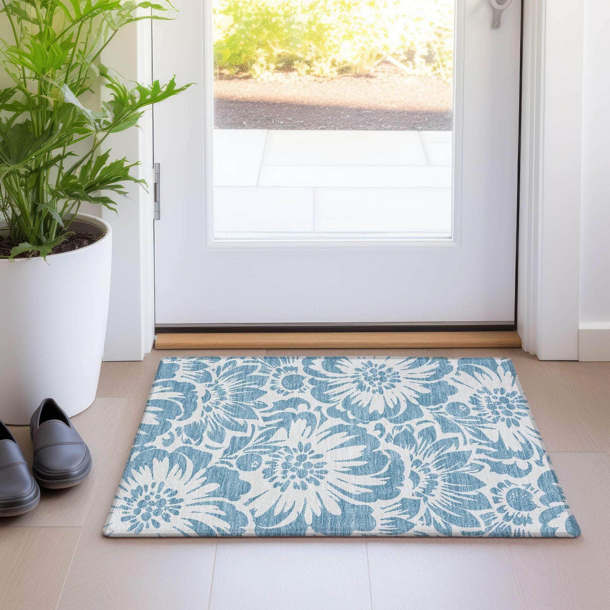Machine Made ACN551 Denim Blue Rugs