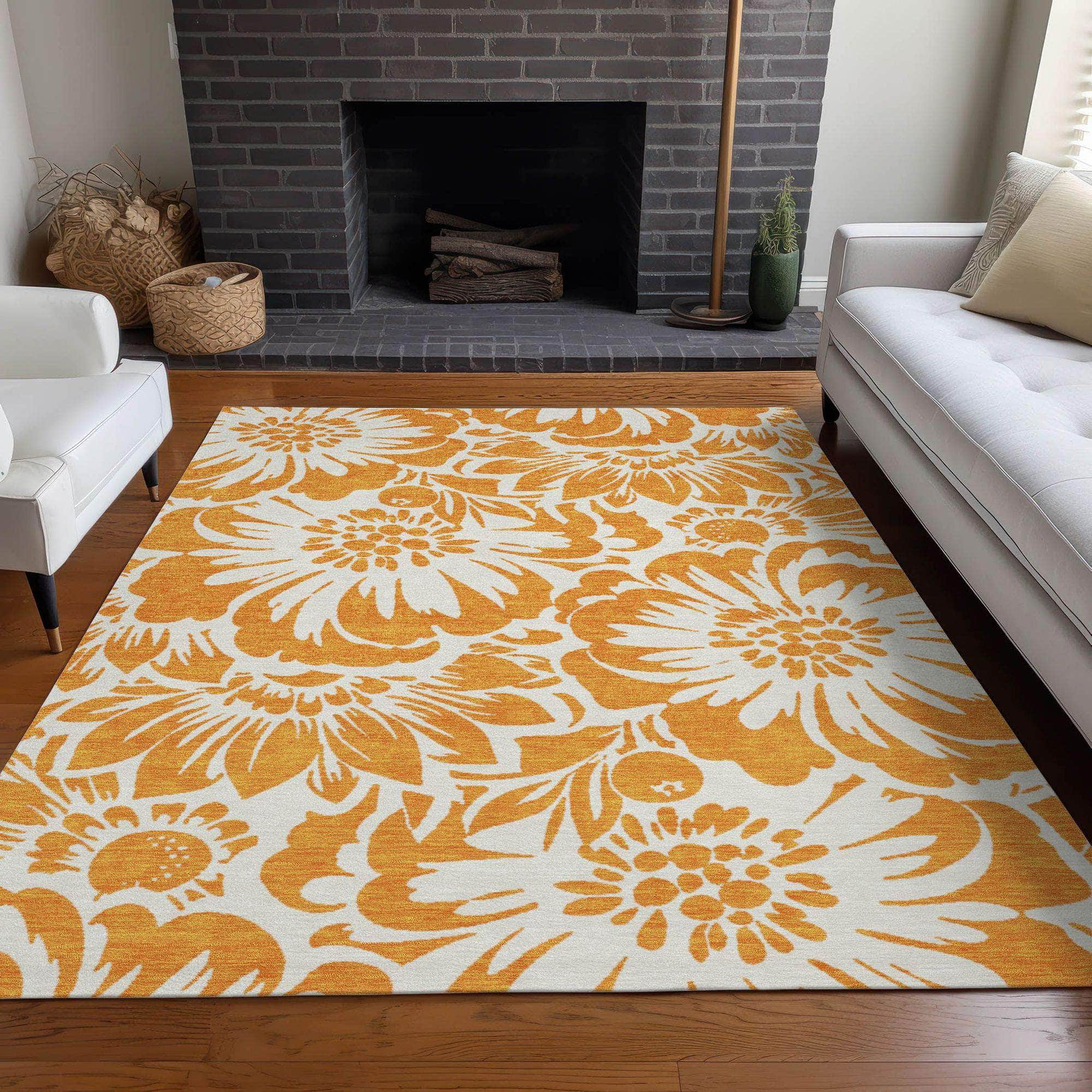 Machine Made ACN551 Orange Rugs