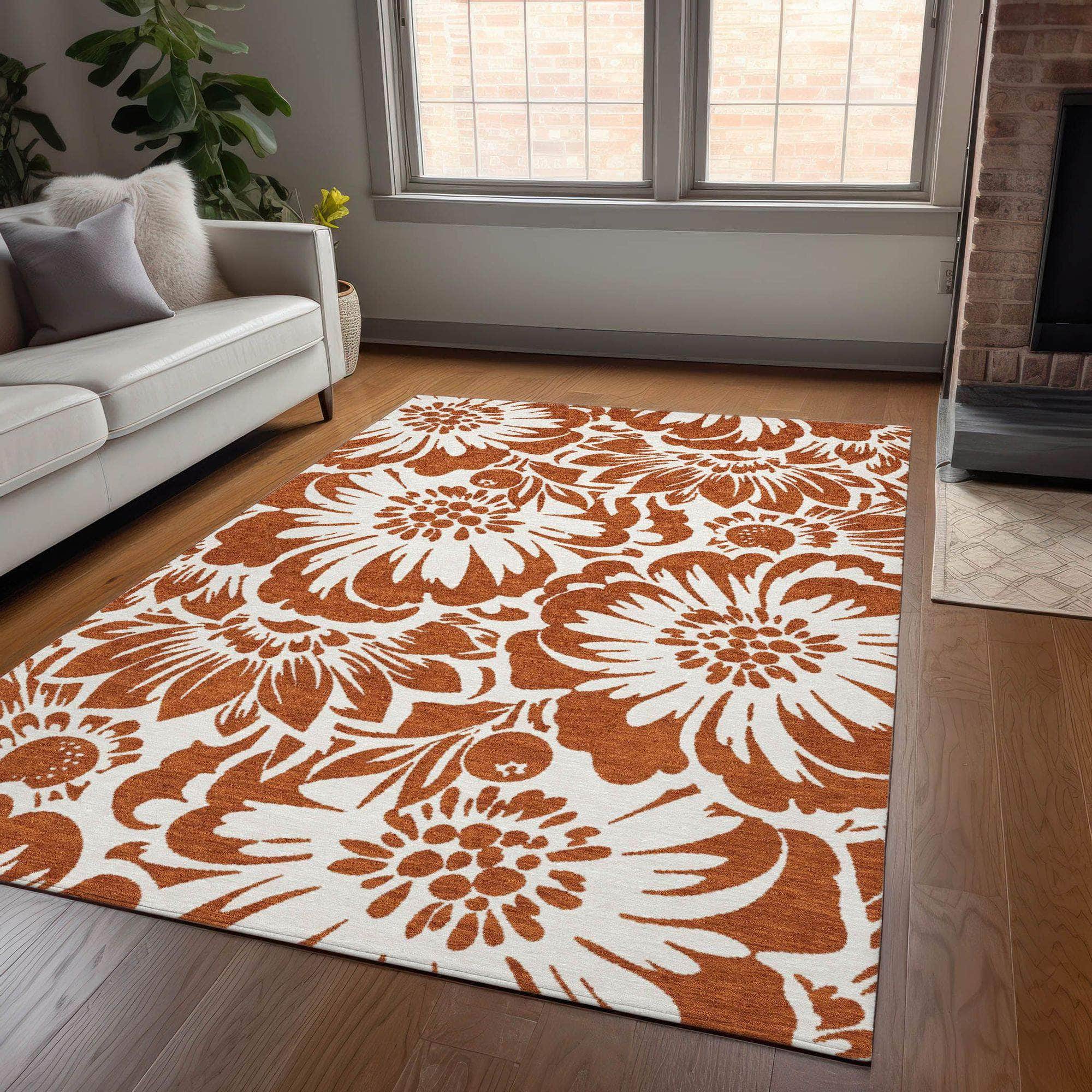 Machine Made ACN551 Paprika Orange Rugs