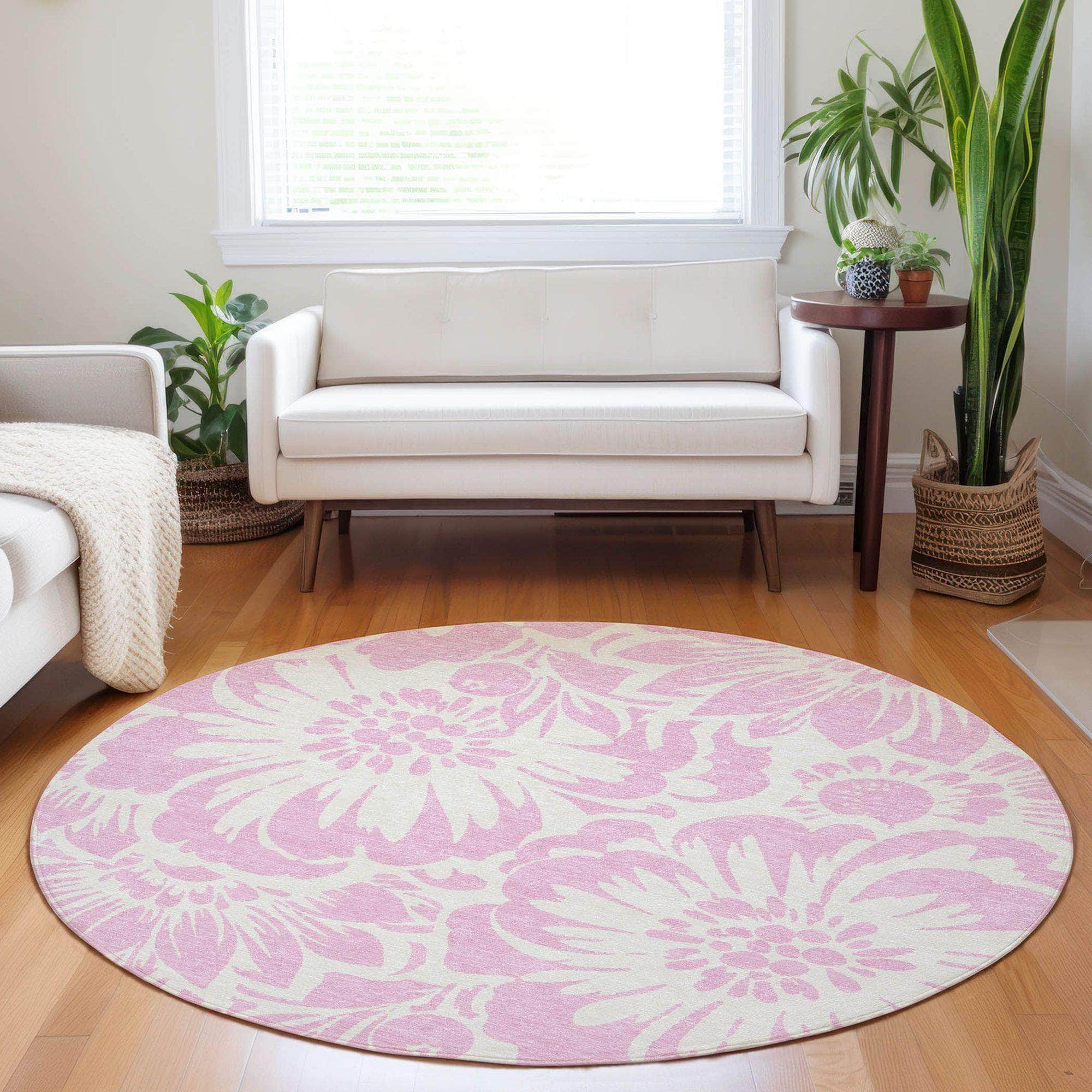 Machine Made ACN551 Pink Rugs
