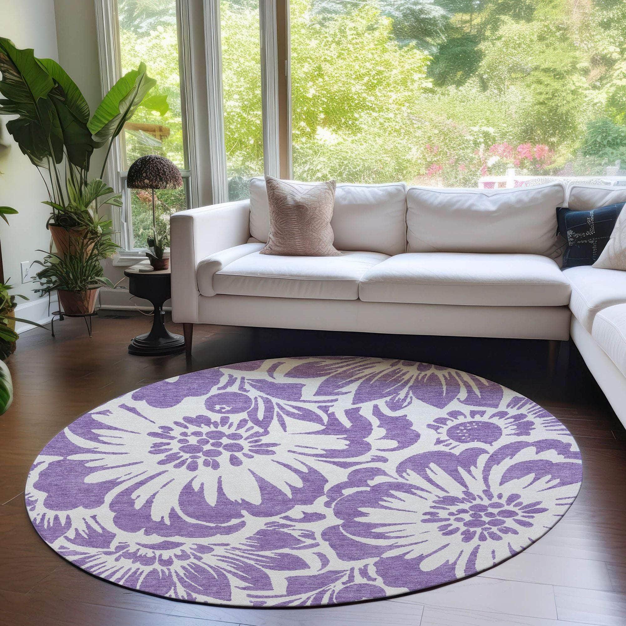 Machine Made ACN551 Purple Rugs